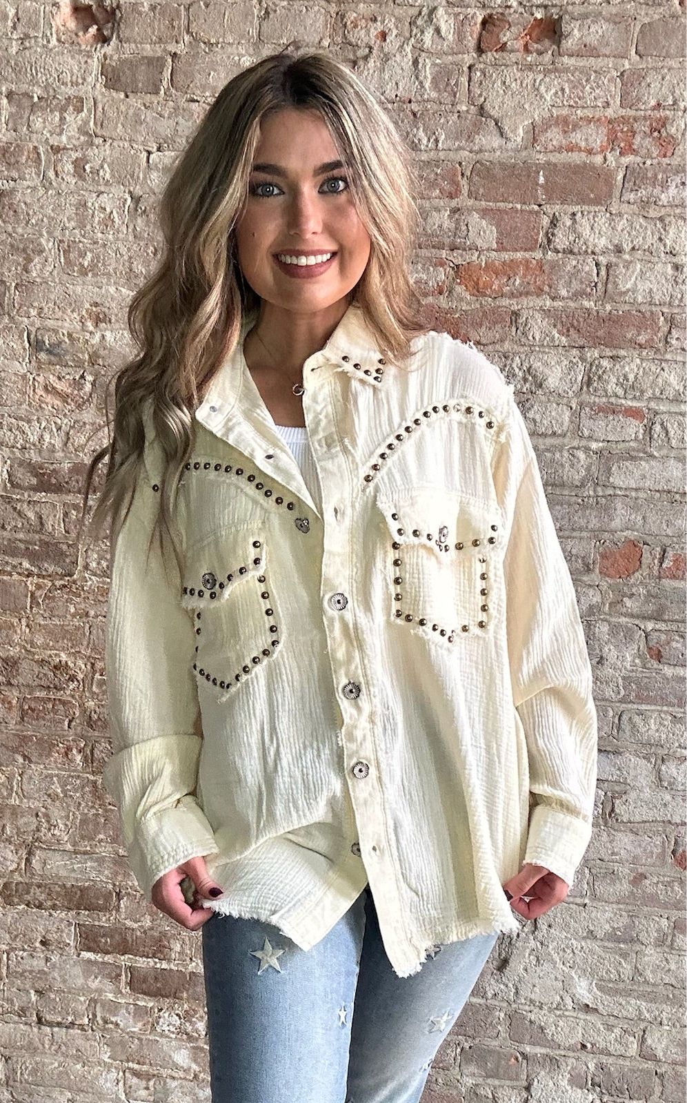 Riveted Button Down Shirt ~ Cream