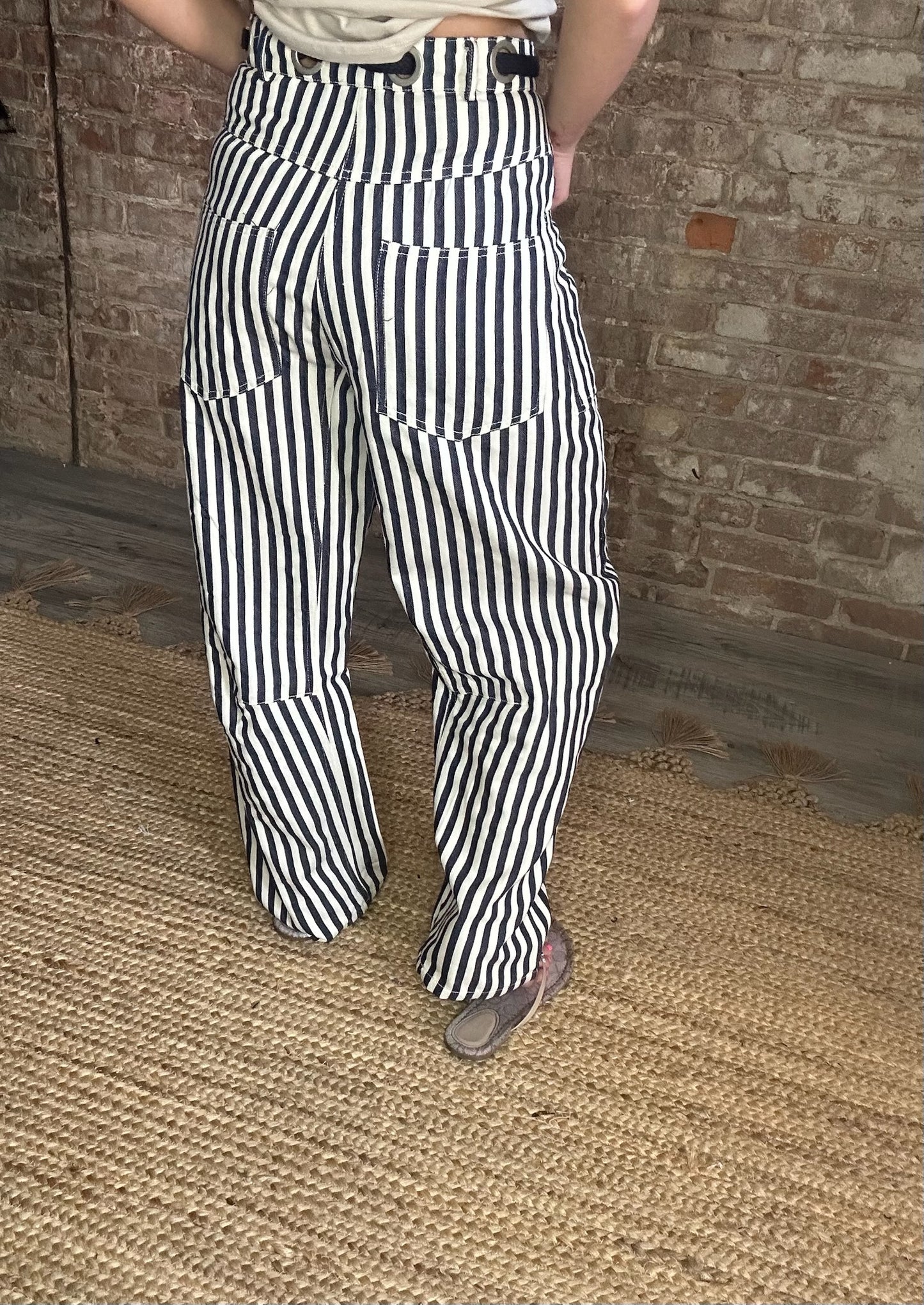 Striped Denim Pants ~ Navy