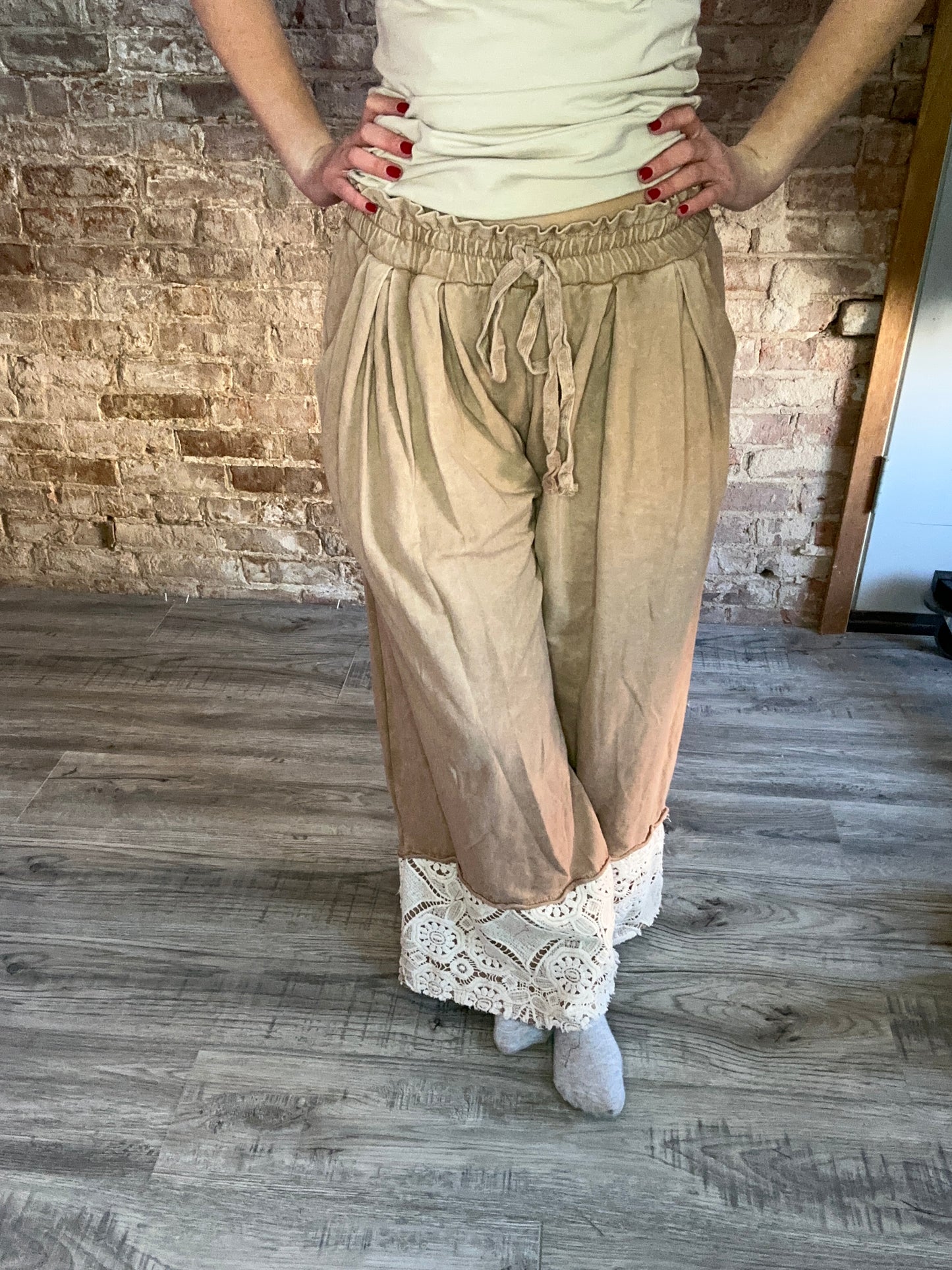 Crochet Trimmed Wide Leg Pants