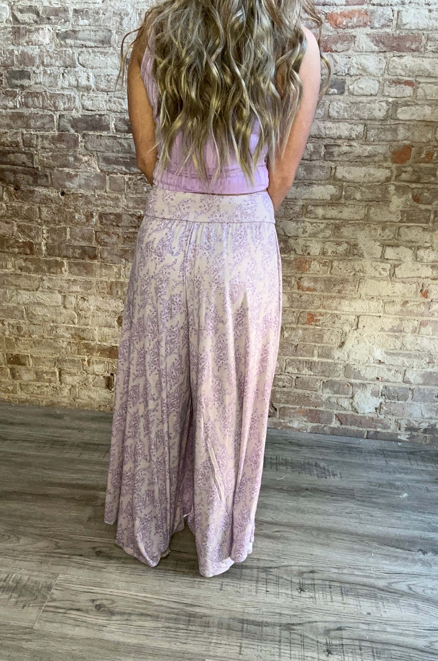 Floral High-Waisted Split Front Wide Leg Pants