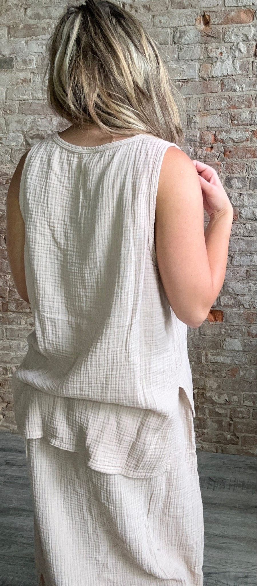 Sweet Gauze Loose Tank ~ Mocha