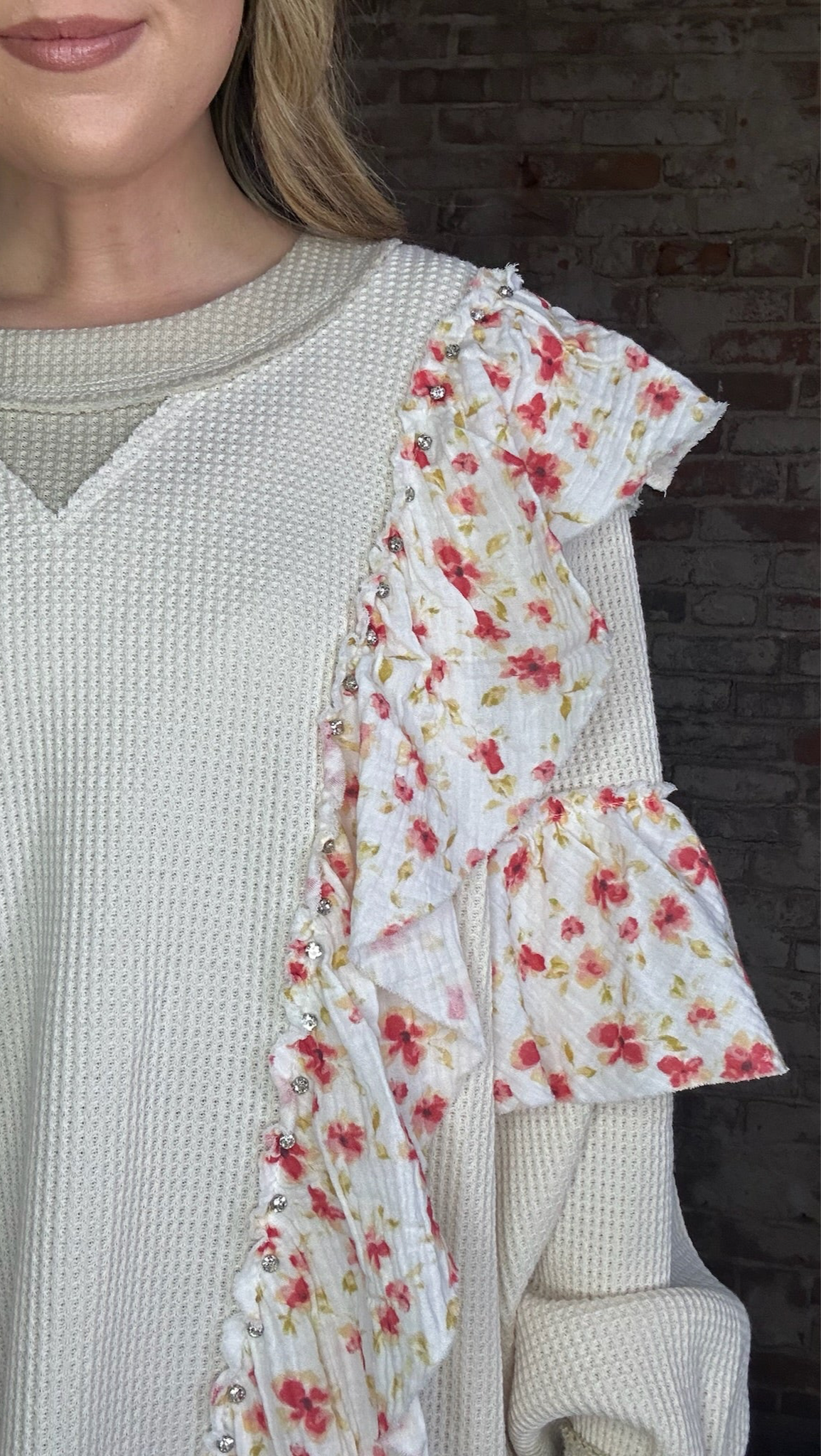 Ruffled Floral Thermal Top