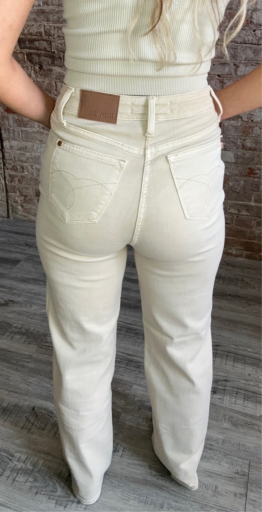 Judy Blue High Waisted 90's Destroyed Straight Jeans ~ Bone
