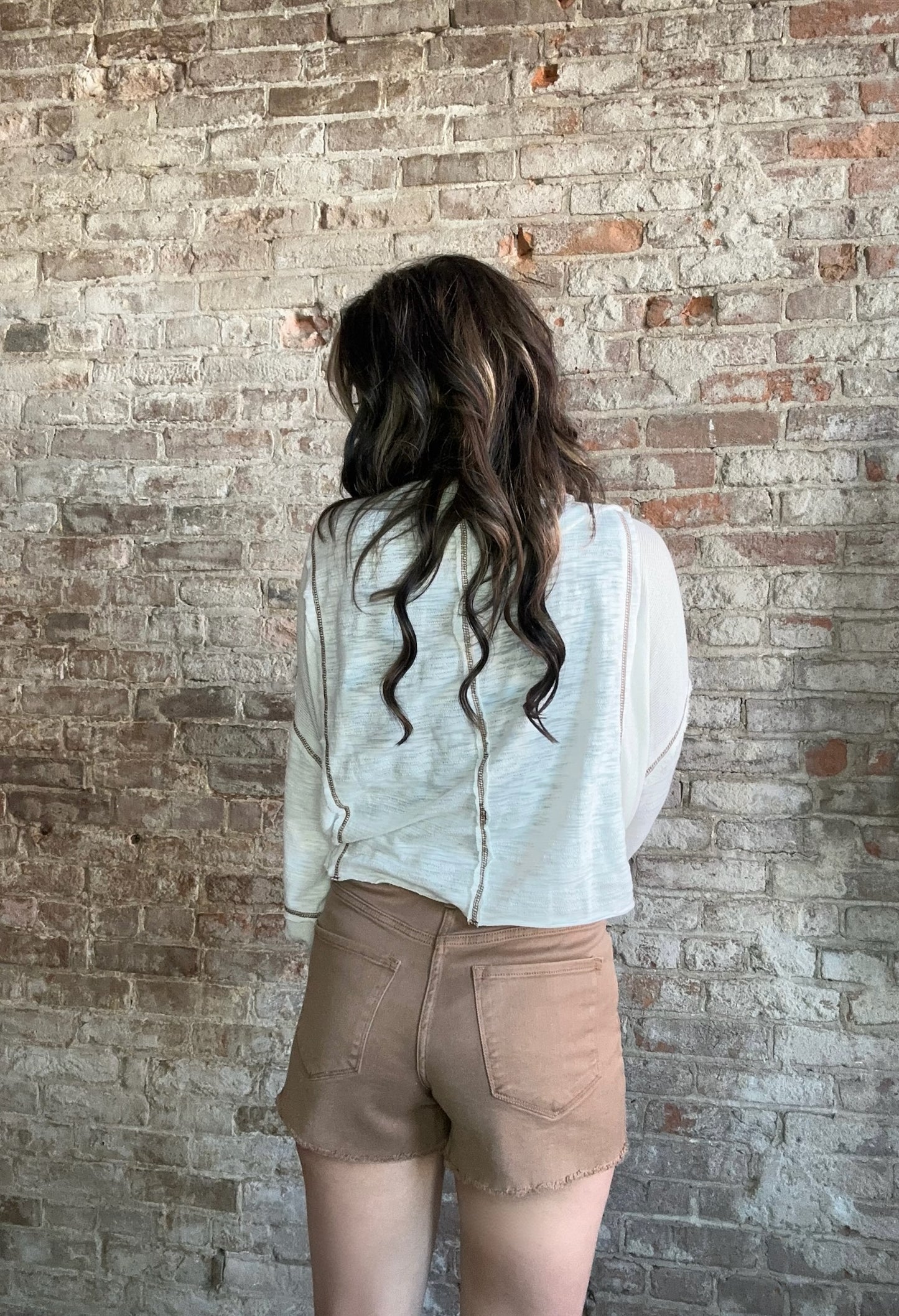 Vervet Super High Rise Raw Hem Mom Shorts