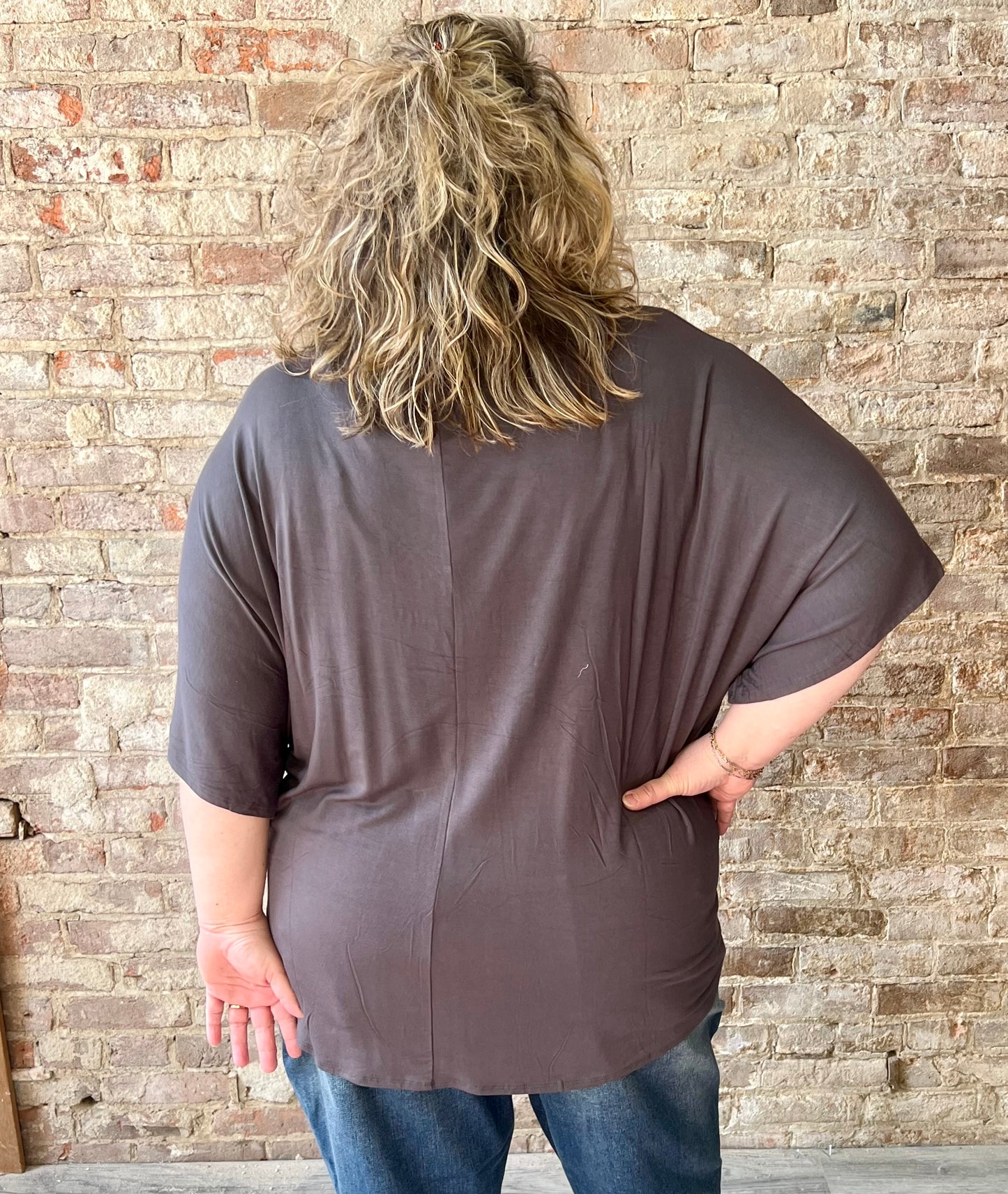 Curvy and Sassy Tie Front Flowing Comfy Knit ~ Gray