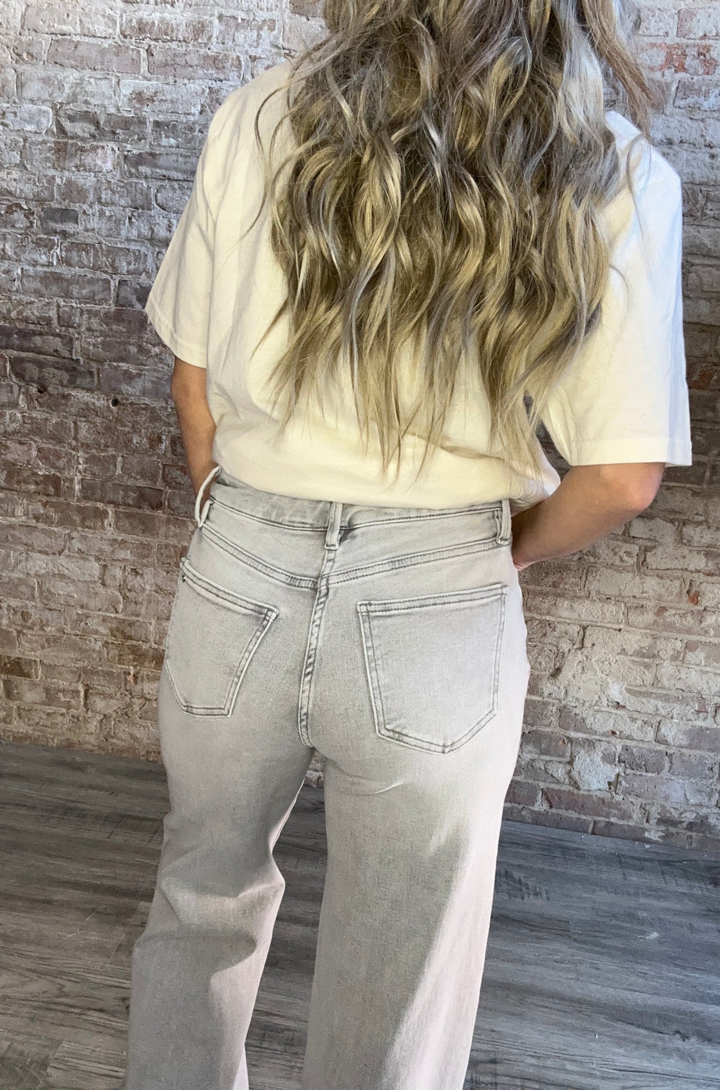 Super High Wide Leg with Raw Hem ~ Gray