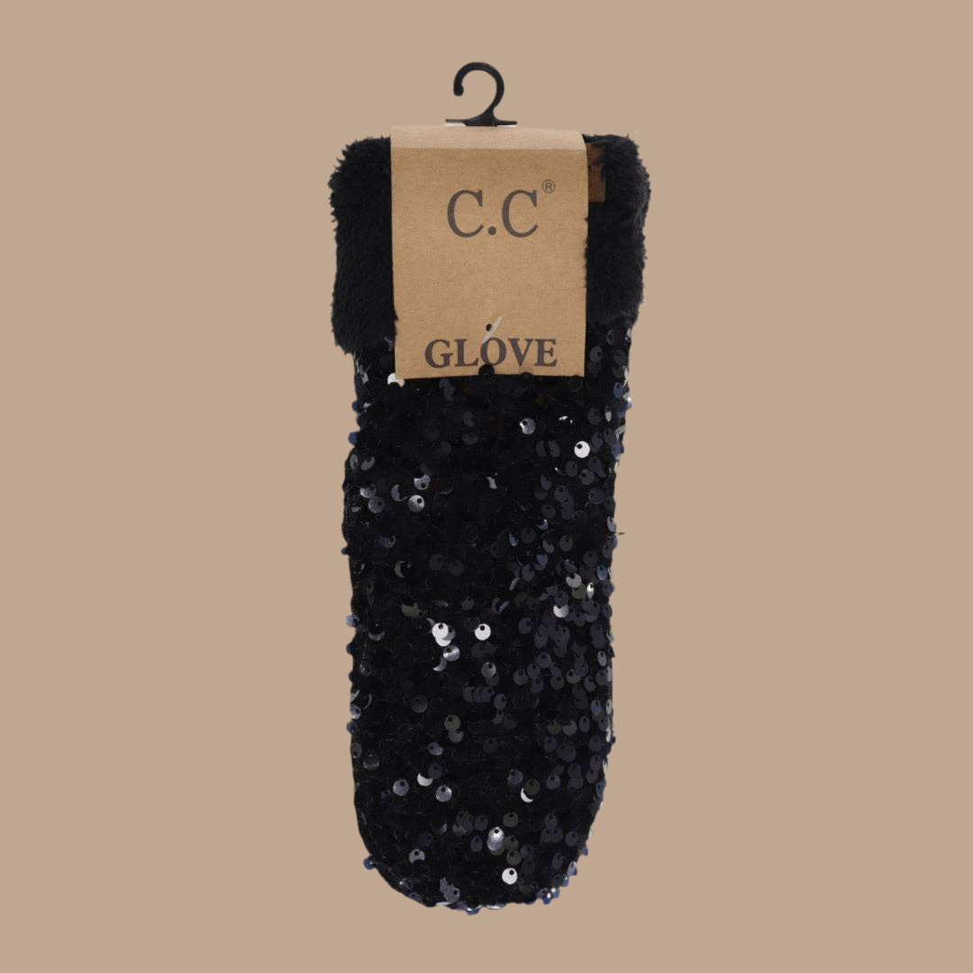 Sequin C.C Mittens ~ Black
