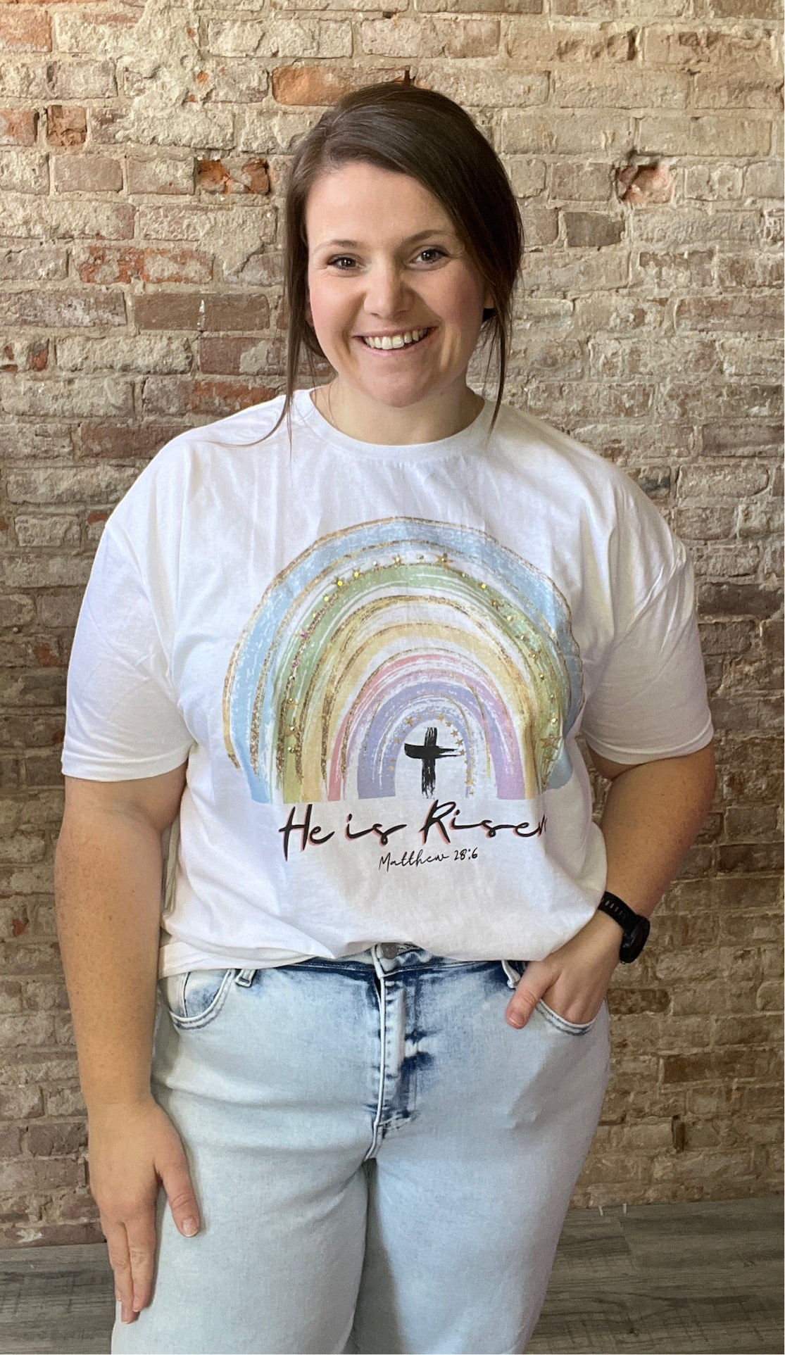 Curvy He Is Risen Graphic Tee