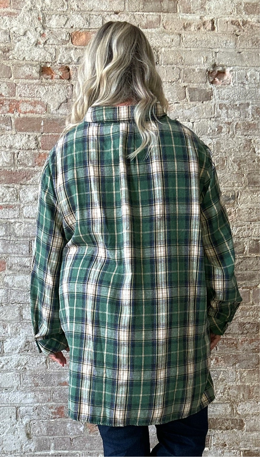 Curvy Plaid Soft Long Sleeved Flannel ~ Hunter Green