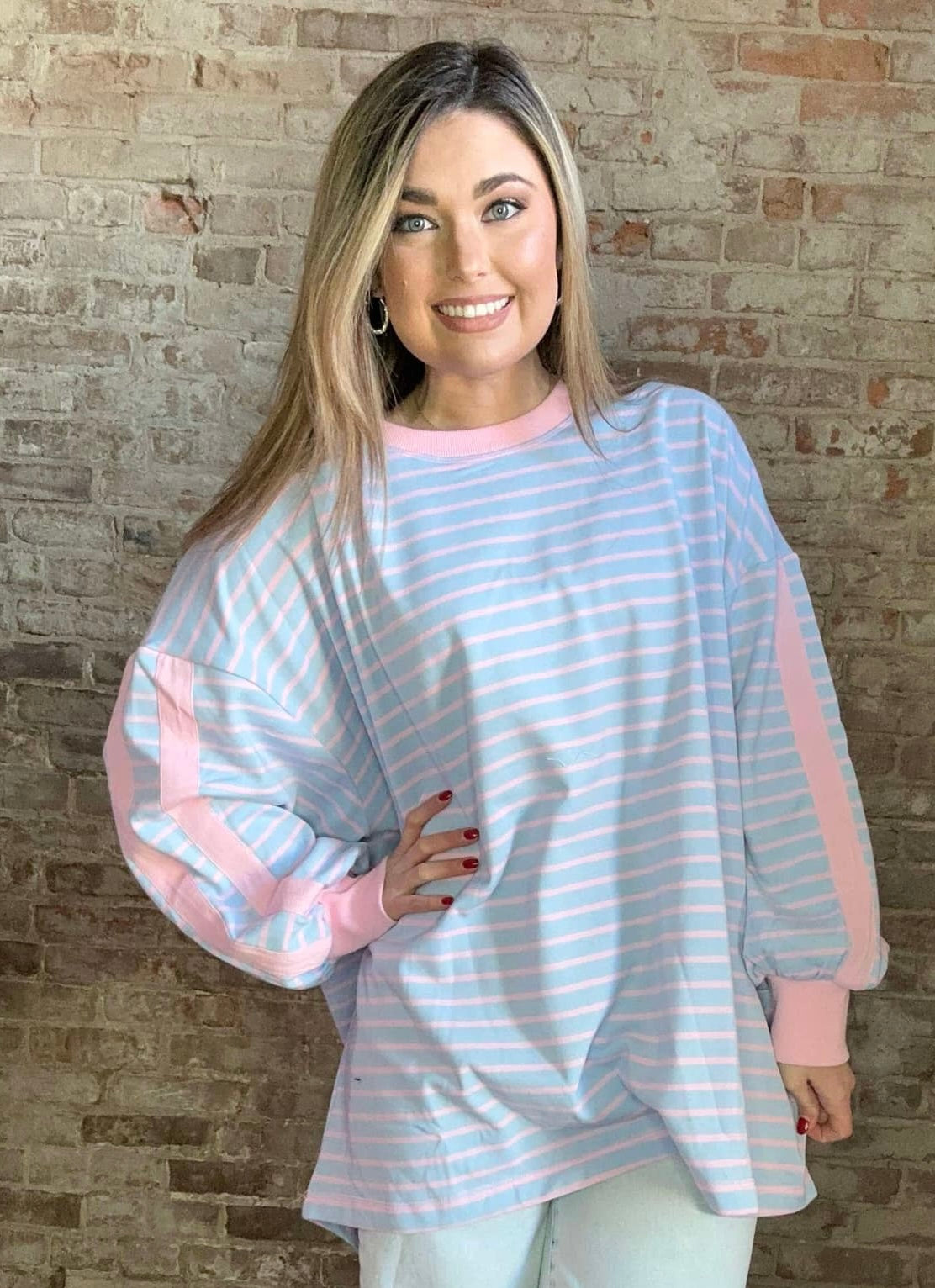 Oversized Striped Knit Top