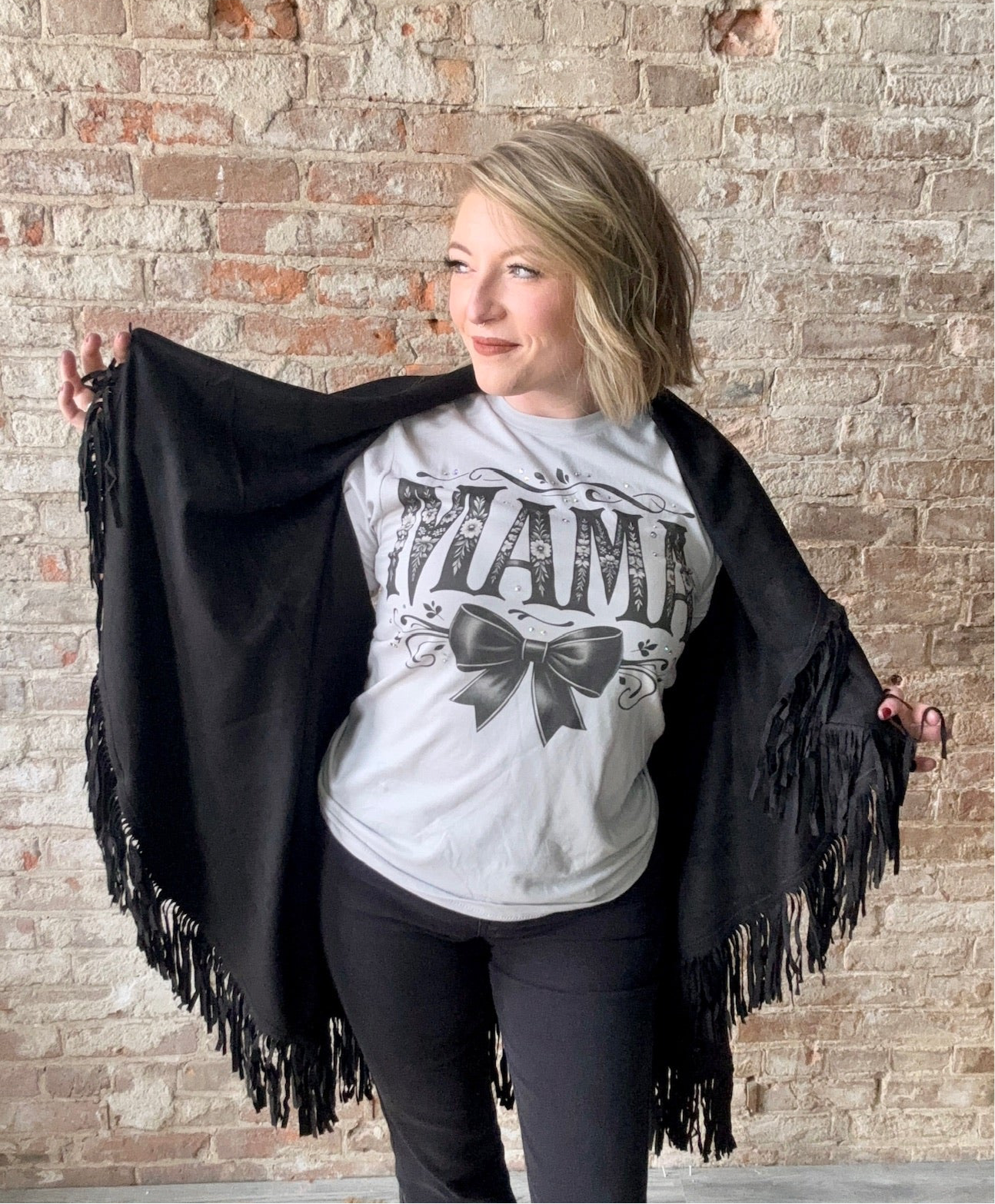 Suede Tassel Vest, Black