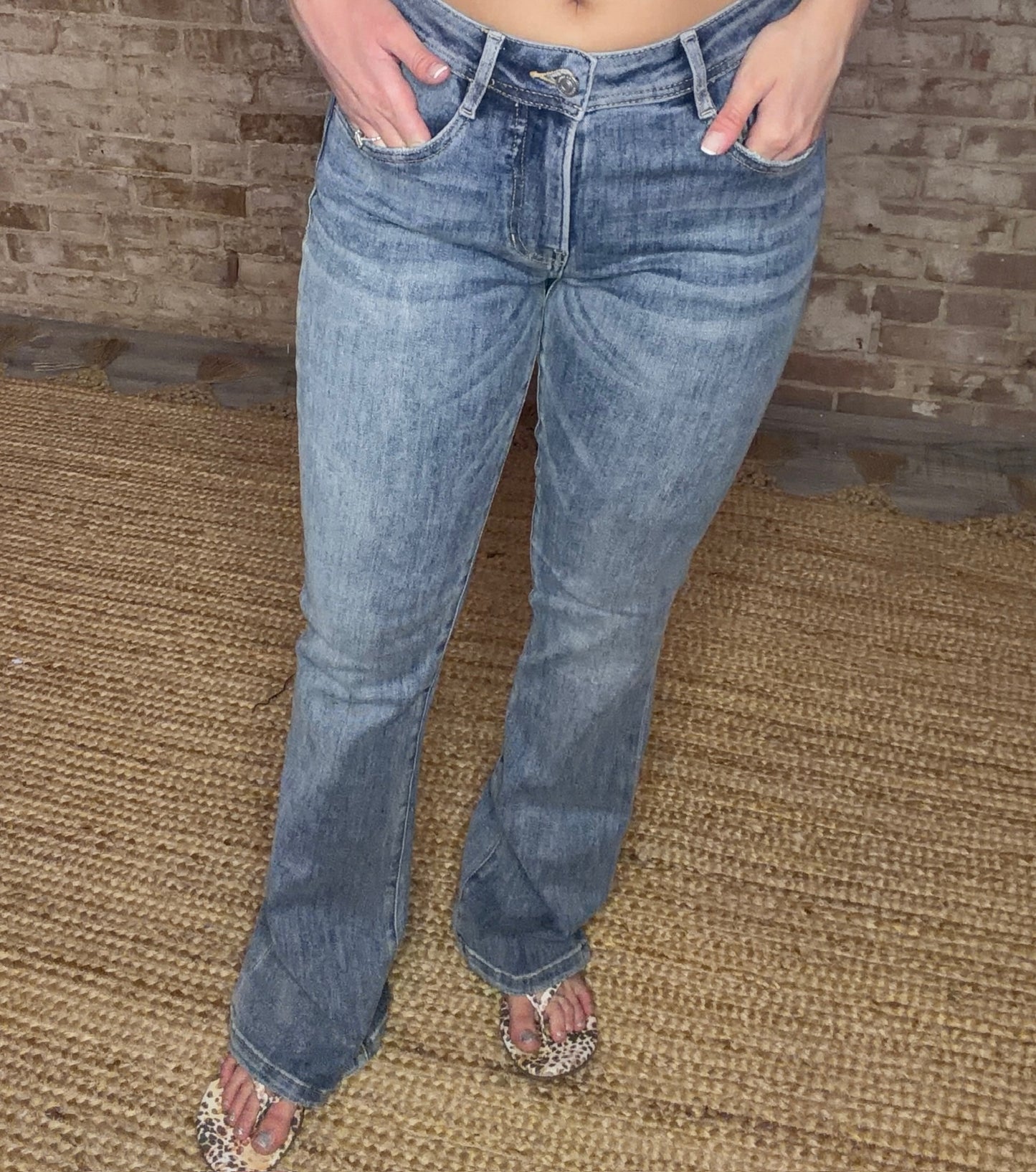 Mid Rise Boot Cut Jeans