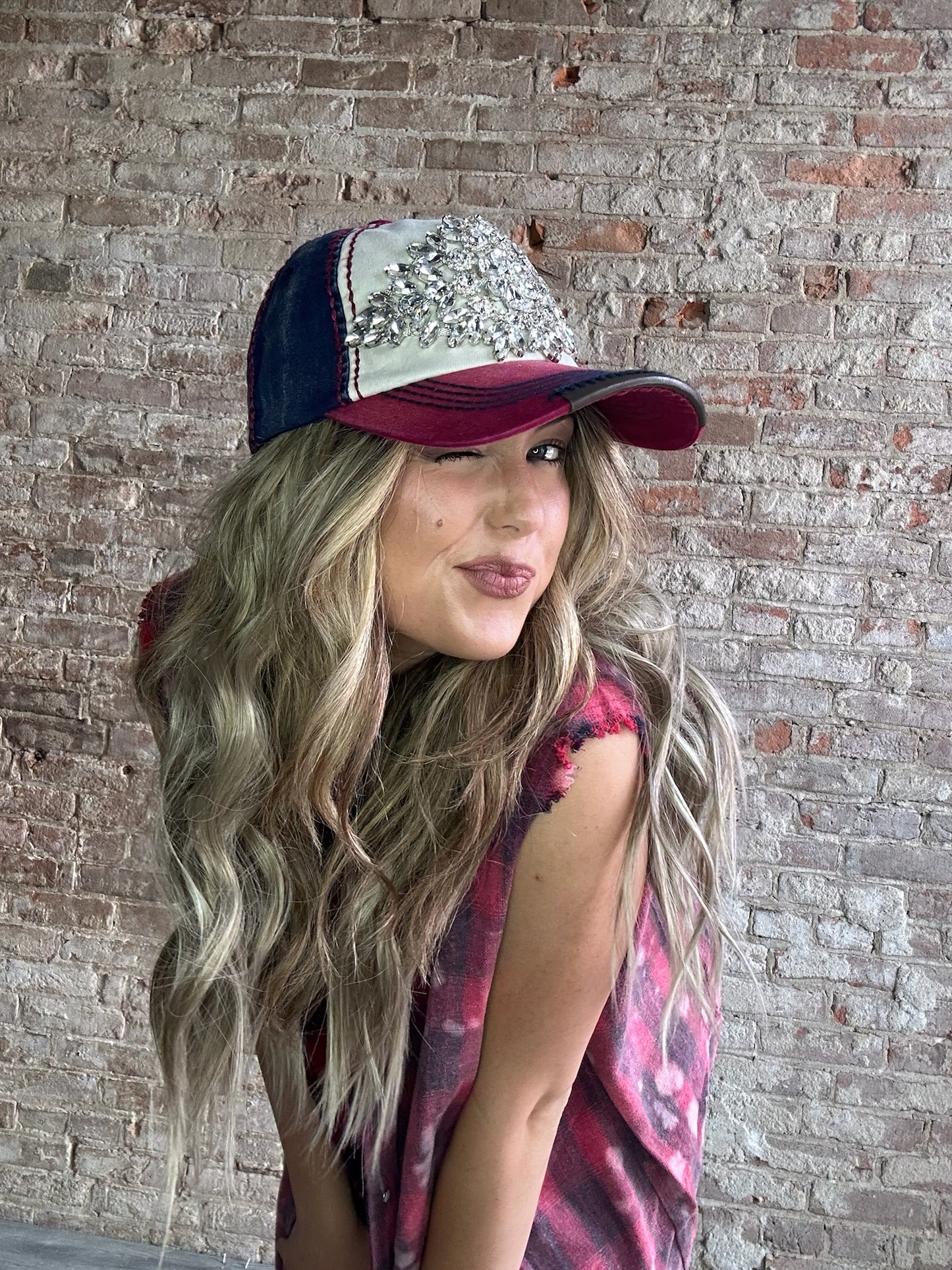 Bling Three-Toned USA Cap Adjustable