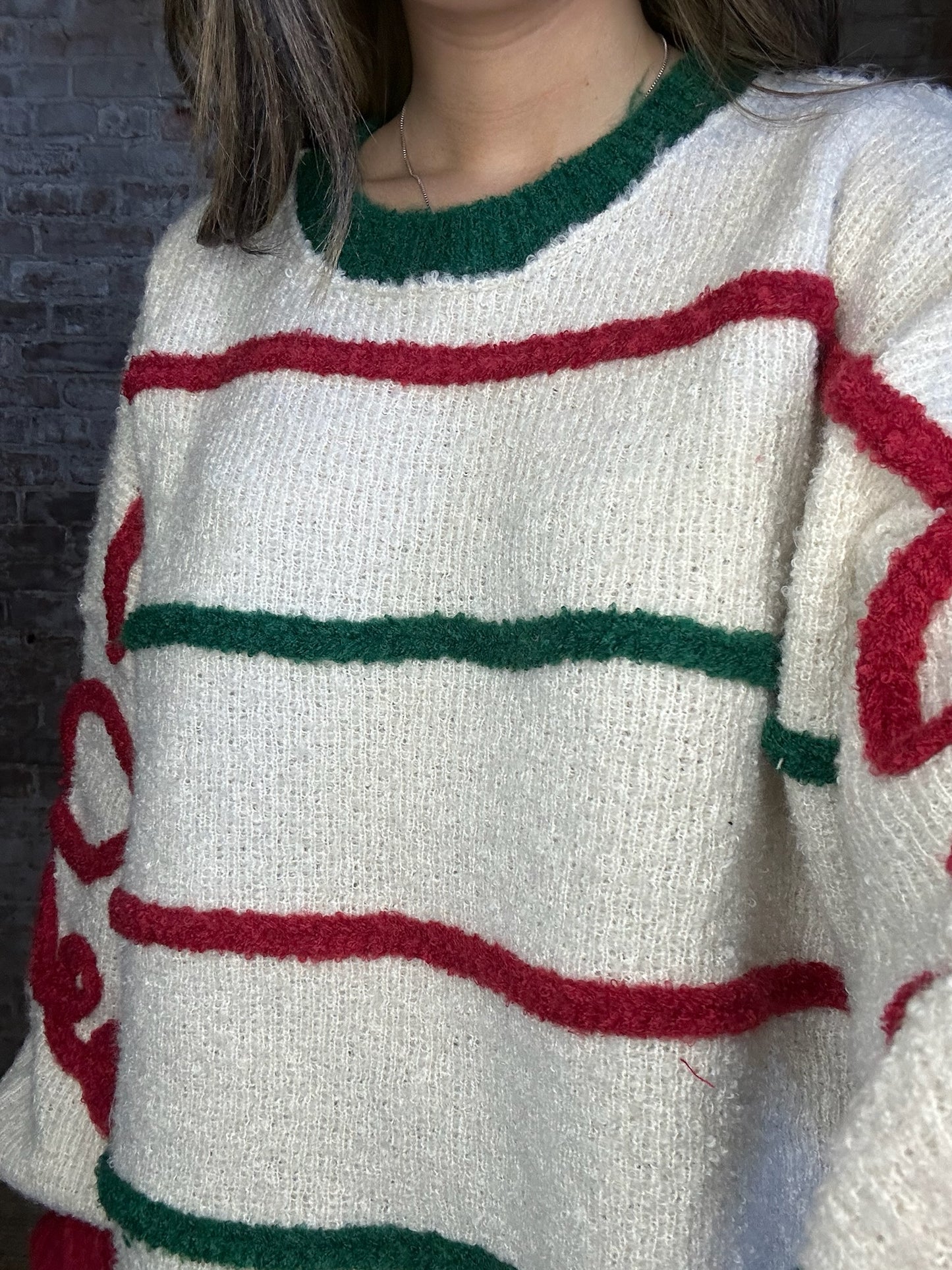 Christmas Sweater with Red and Green Stripe