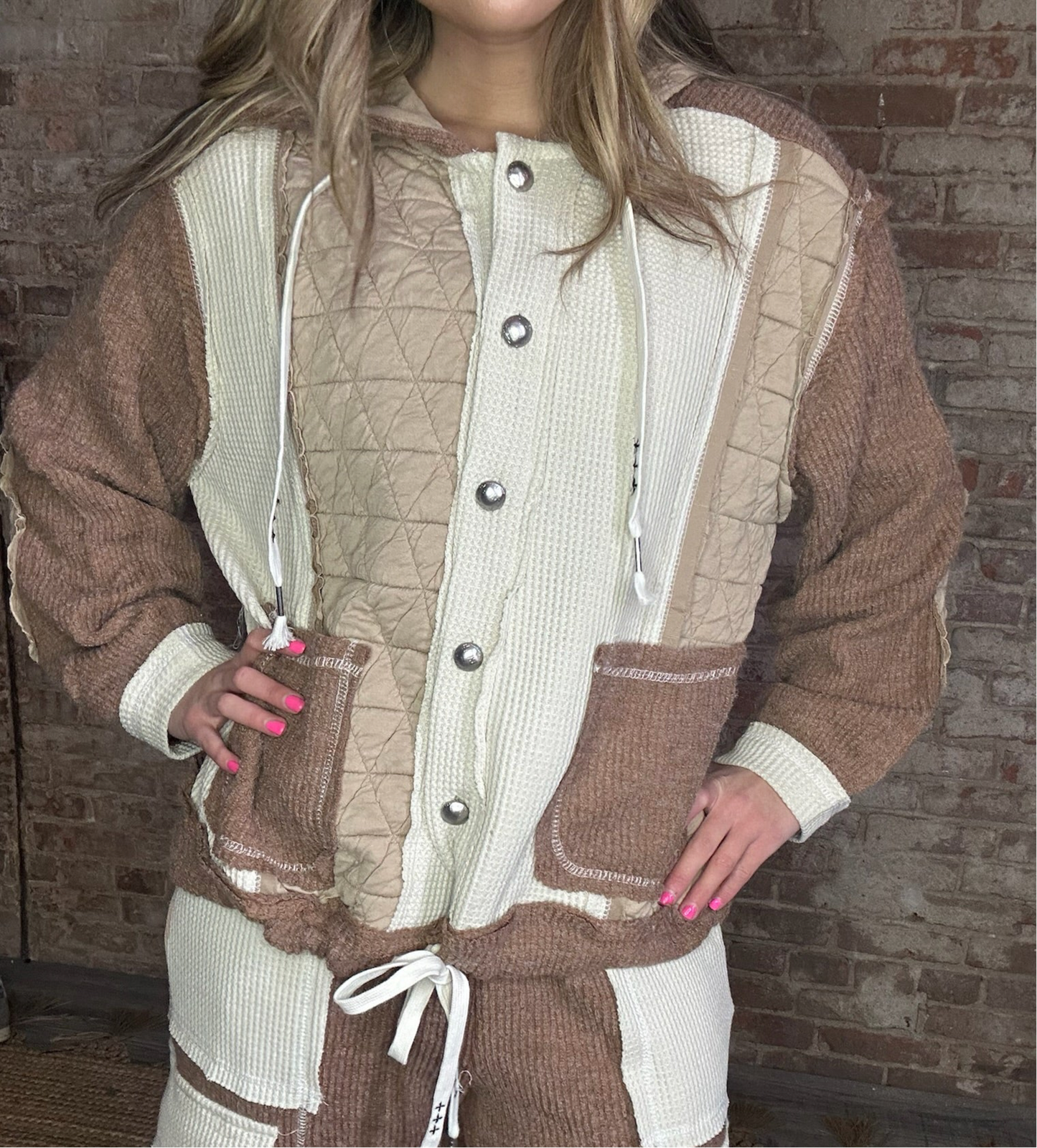 Relaxed Fit Jacket with Quilted Contrast