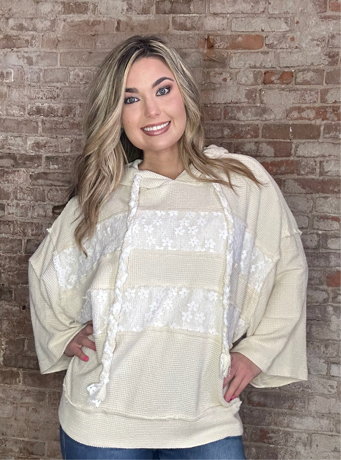 Roomy Fit Hoodie with Lace