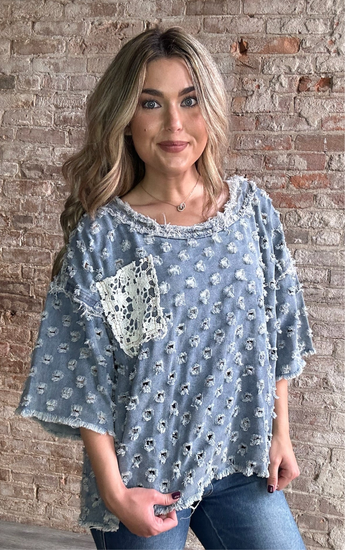 Denim Laser Cut Shirt