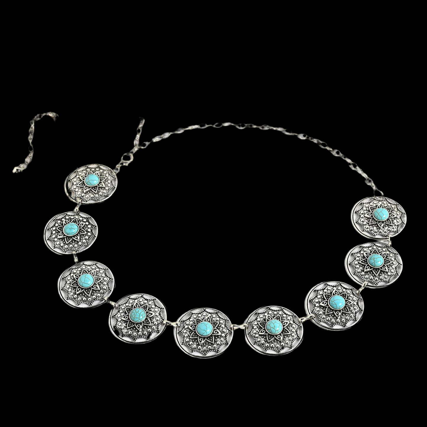 Vintage Turquoise Concho Chain Belt