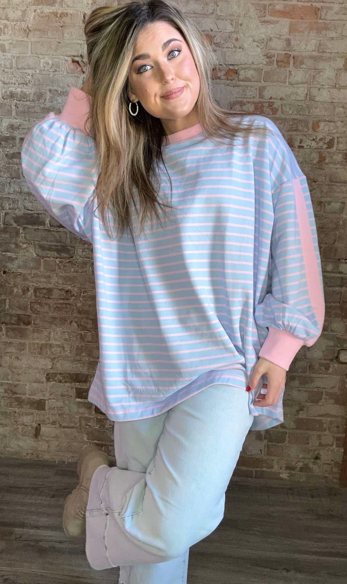 Oversized Striped Knit Top