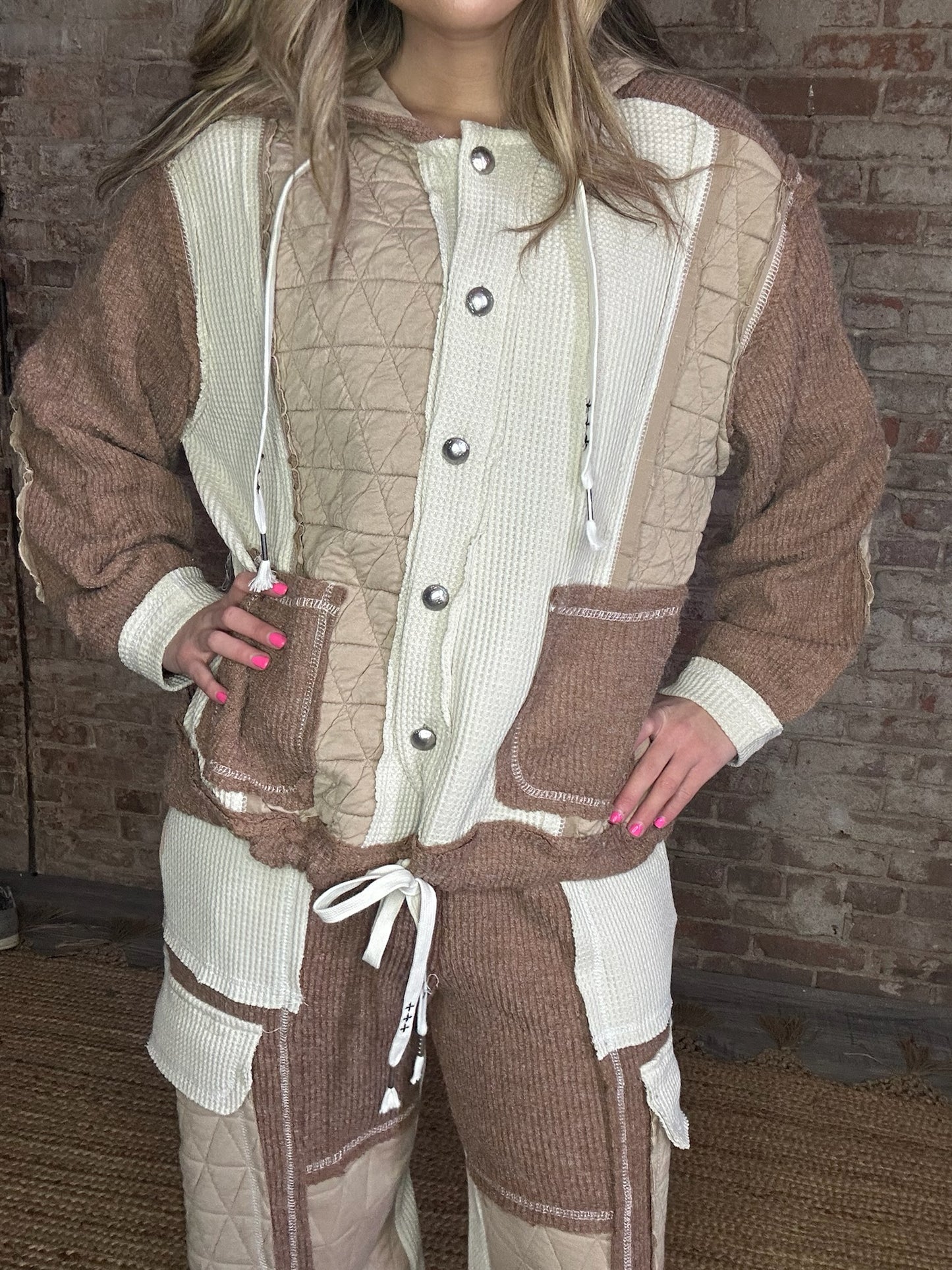 Relaxed Fit Jacket with Quilted Contrast