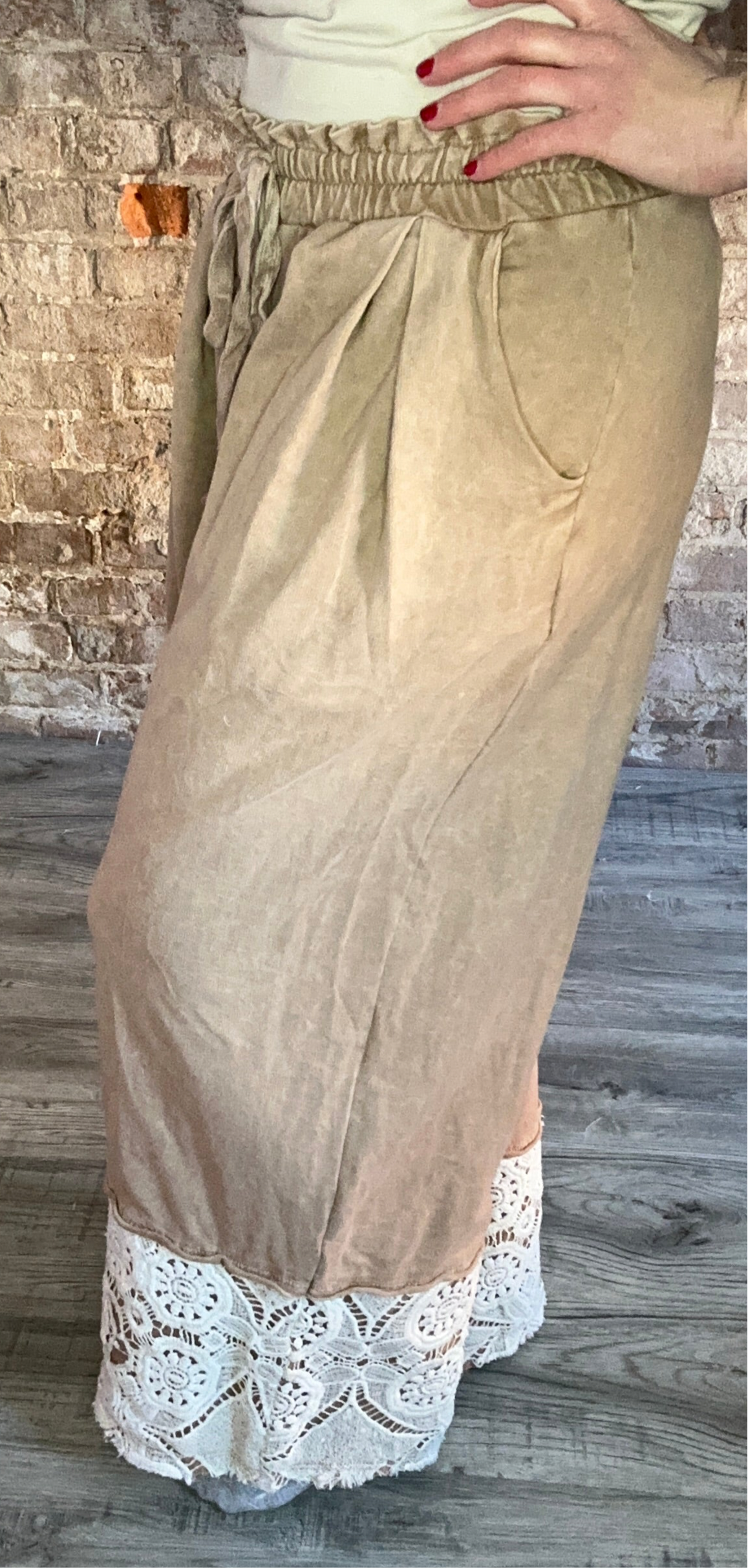 Crochet Trimmed Wide Leg Pants