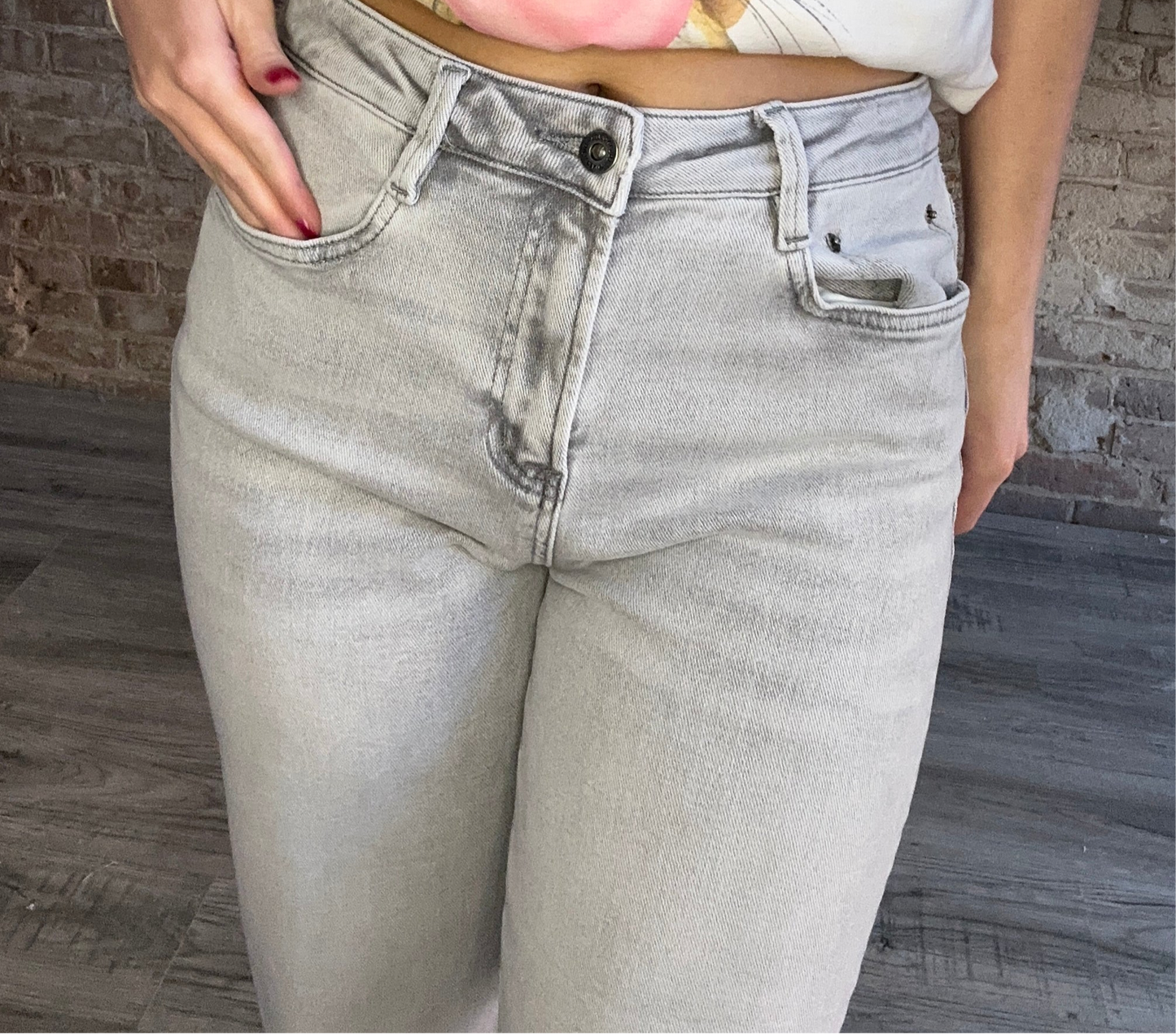 Super High Wide Leg with Raw Hem ~ Gray