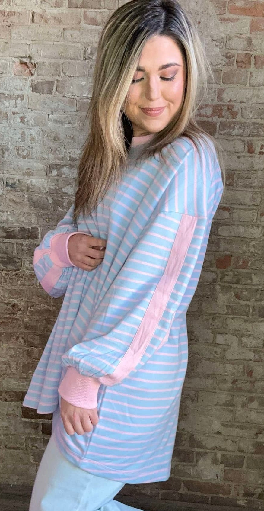 Oversized Striped Knit Top