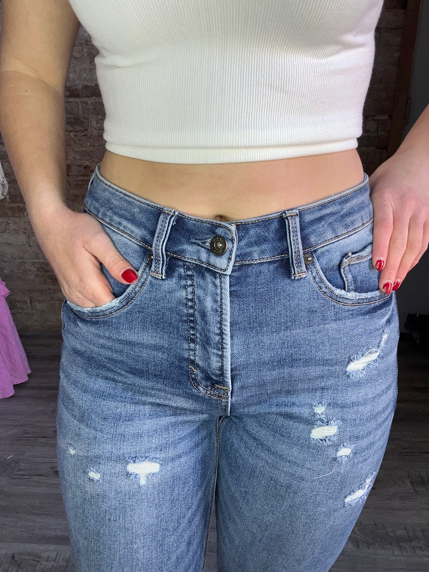 High Rise Slim Straight Leg Jeans