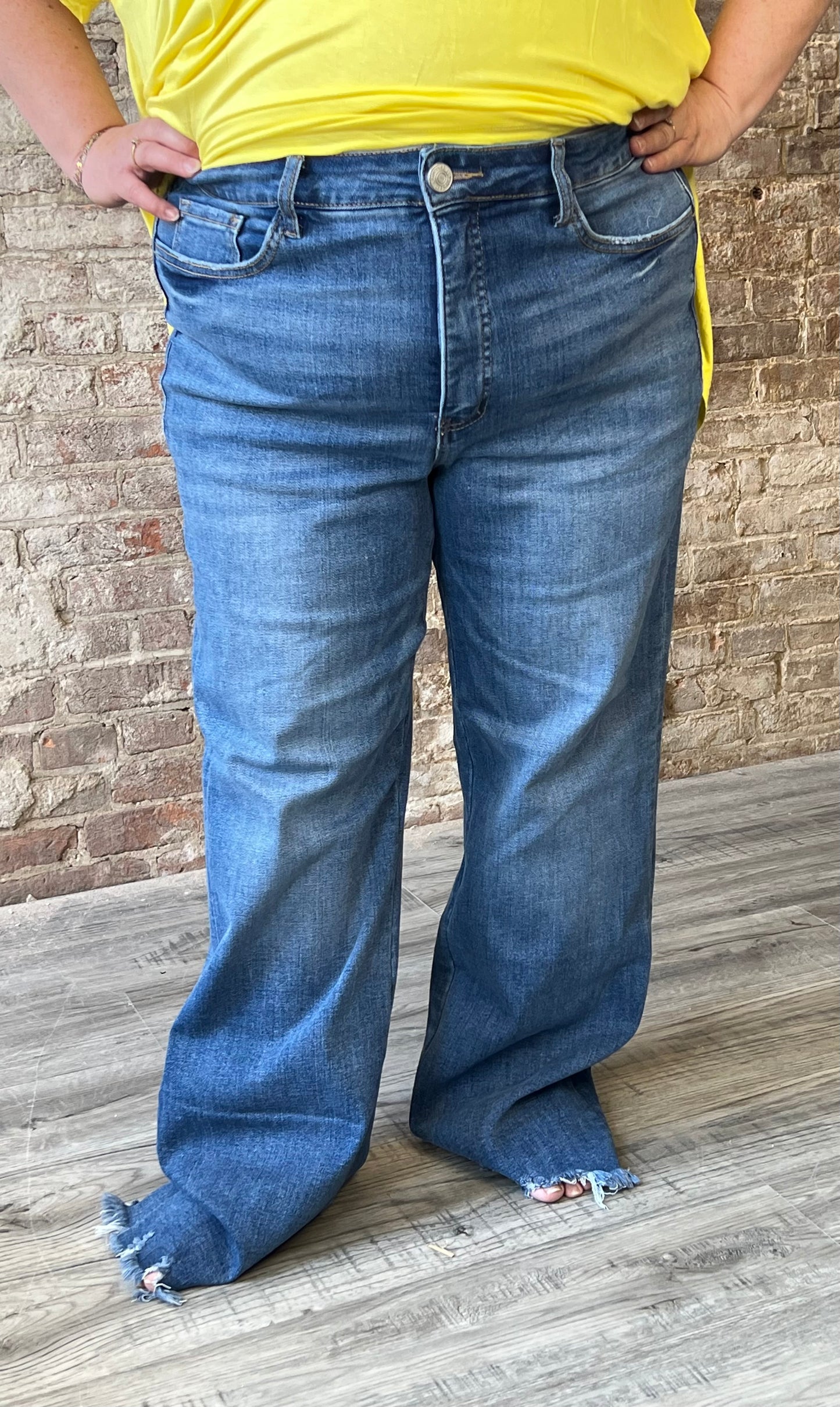 Curvy Vervet/ Lovervet Tummy Control High Rise Raw Hem Jeans