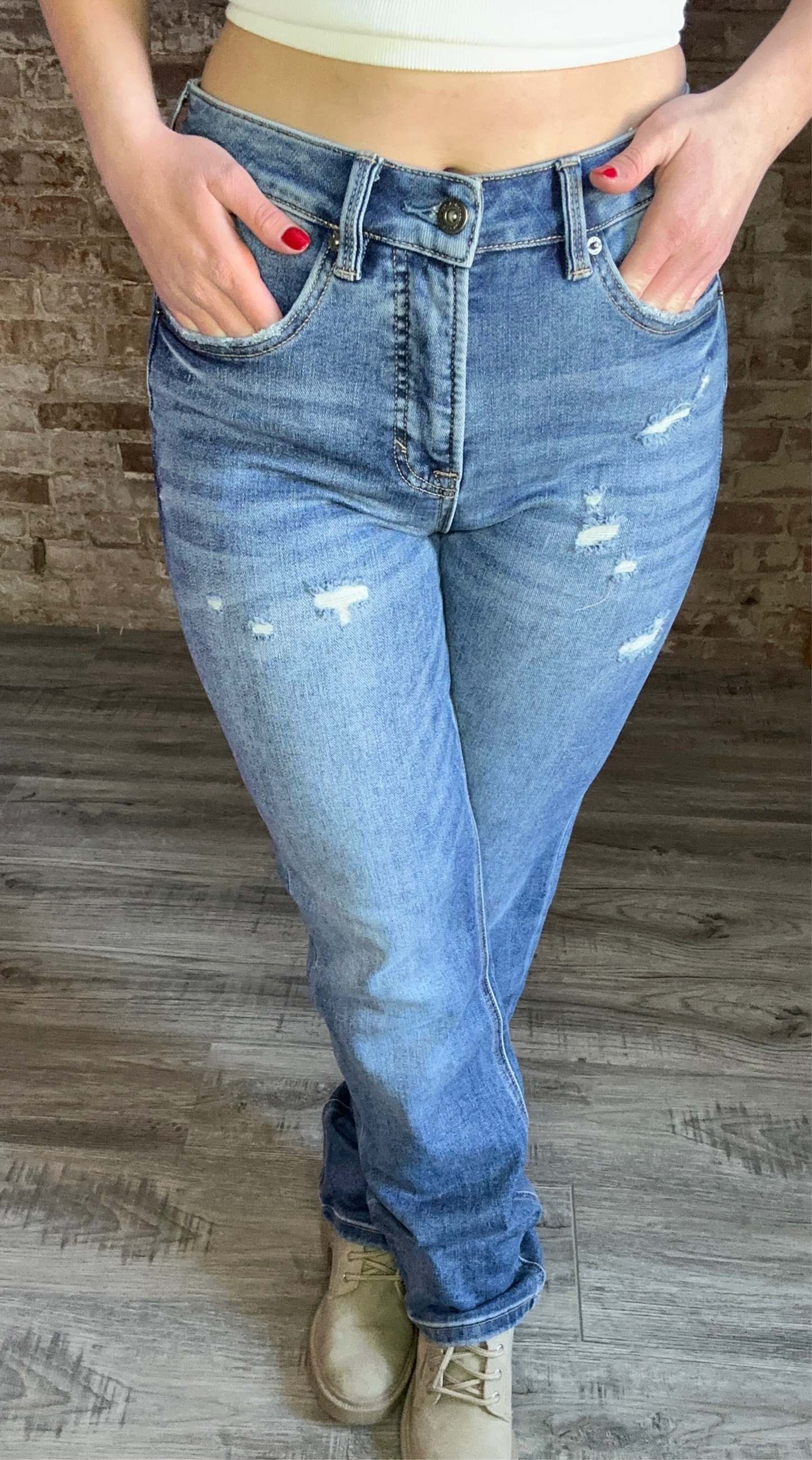 High Rise Slim Straight Leg Jeans