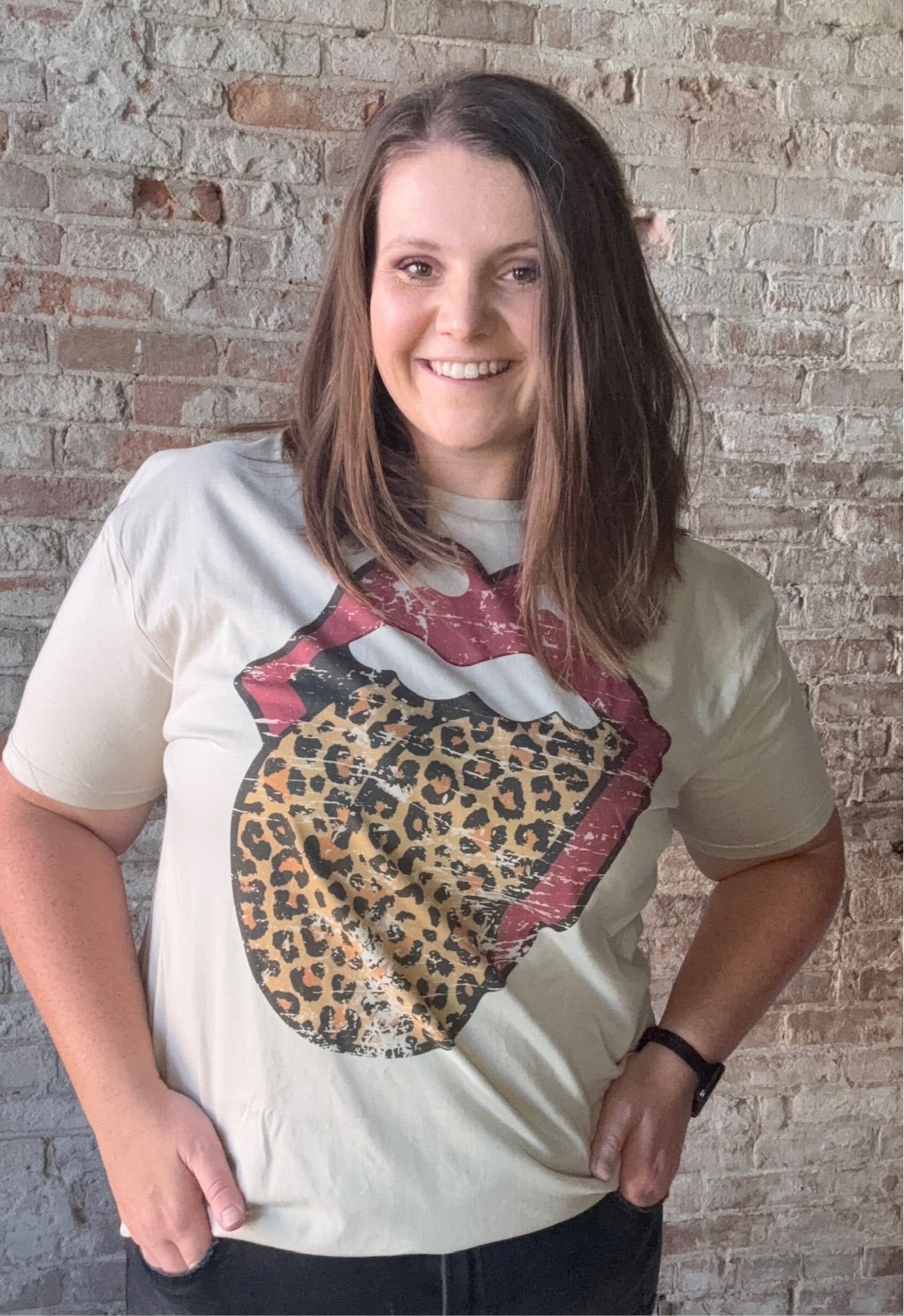 Curvy Rolling Stones Lips Graphic T-Shirt