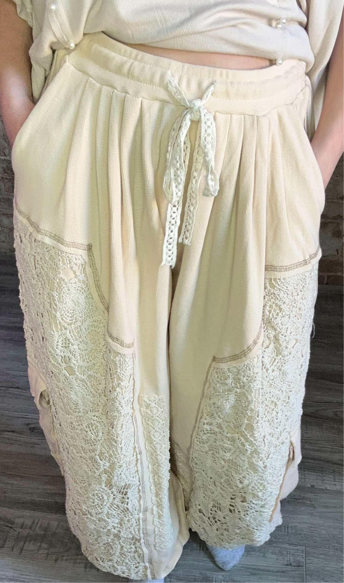Mixed Textured Crocheted Pants