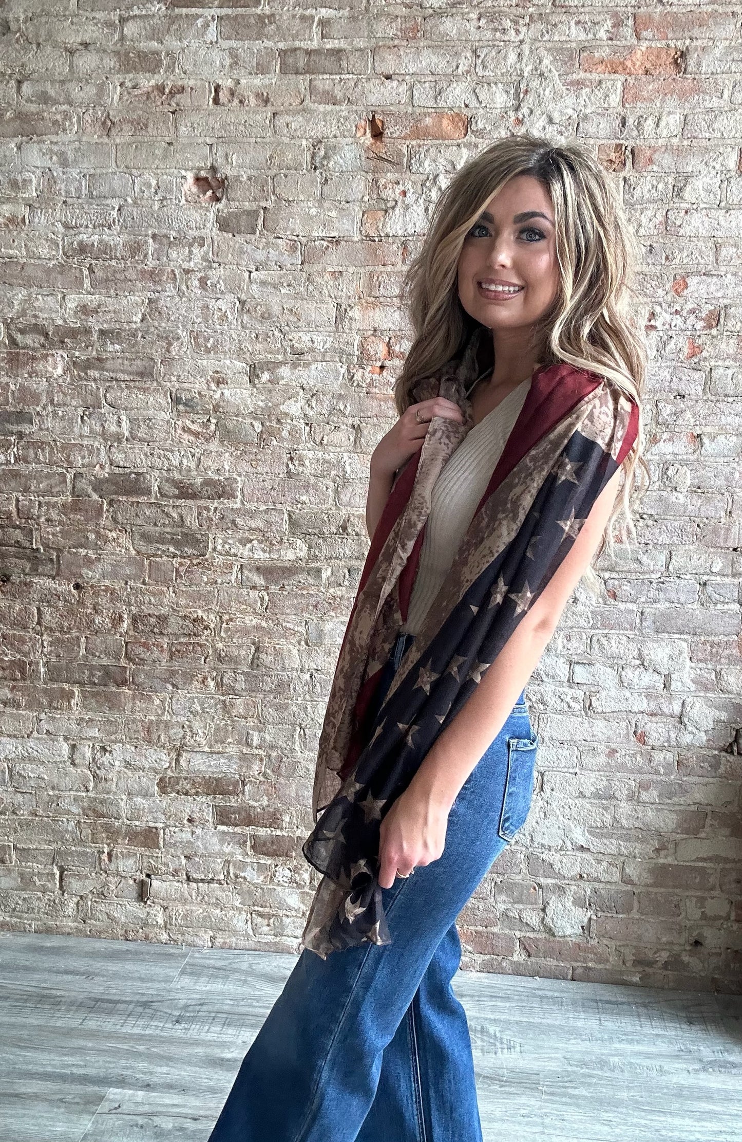 Vintage Tone American Flag Scarves