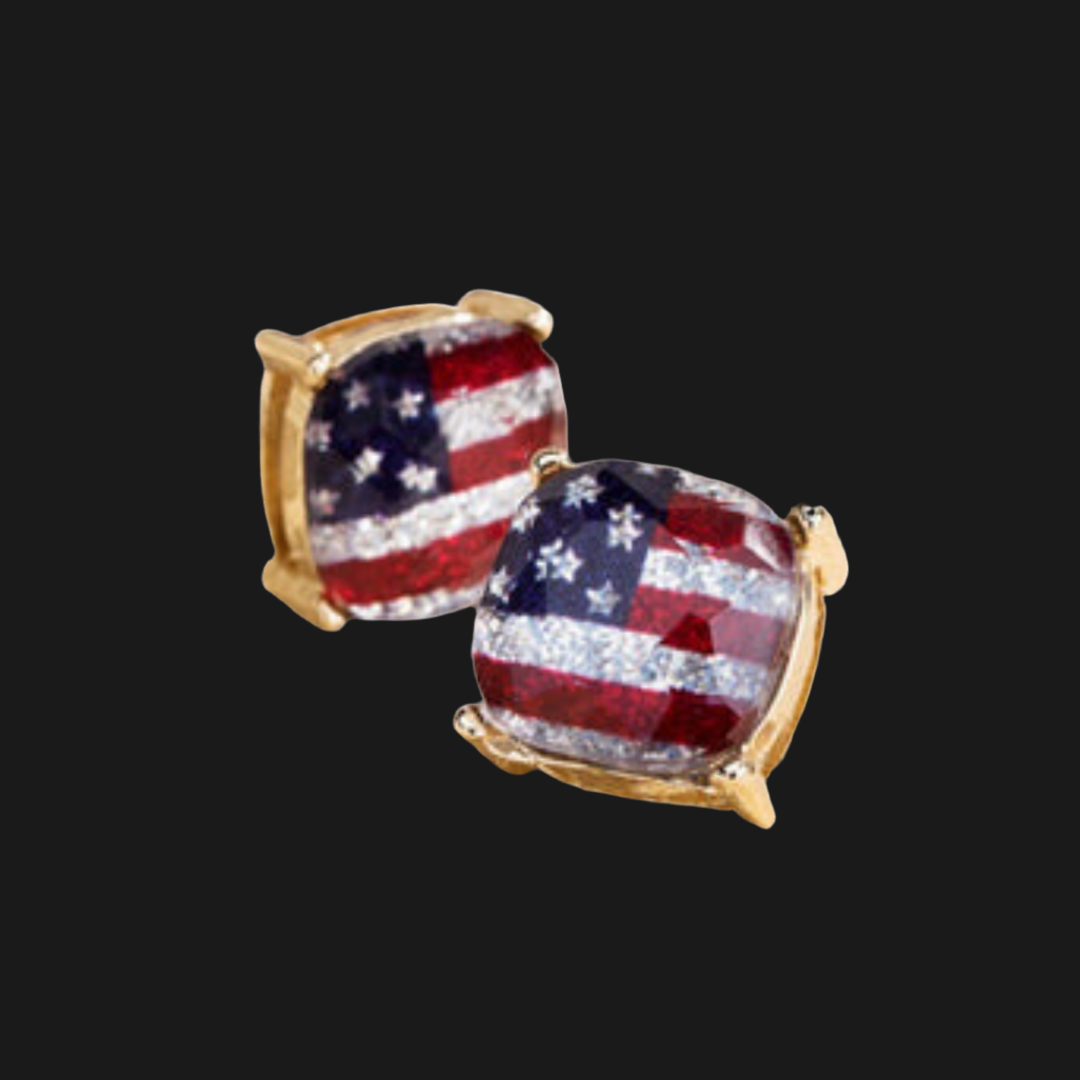 American Flag Stud Earrings ~ Gold