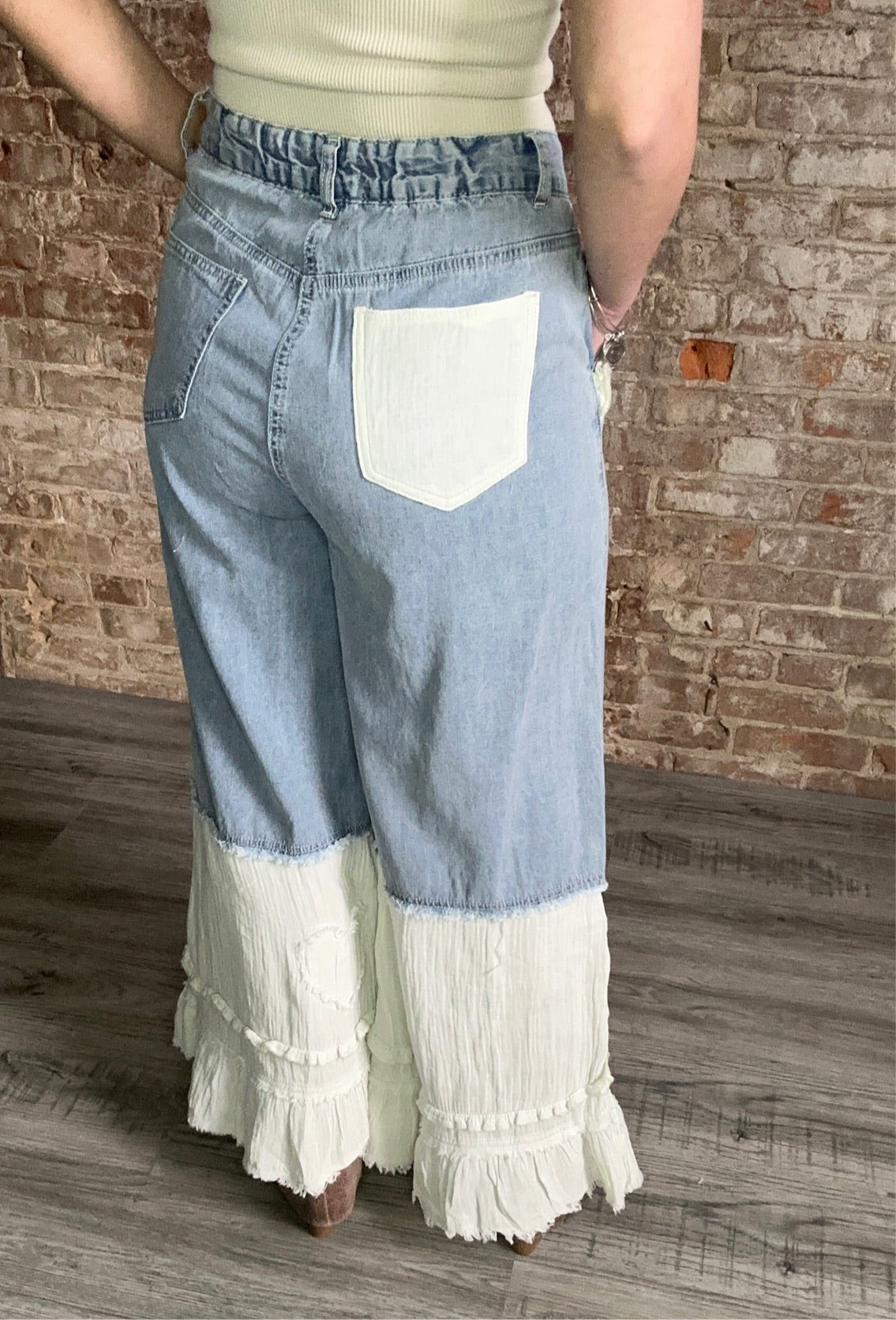 Vintage Washed Twill Wide Leg Jeans