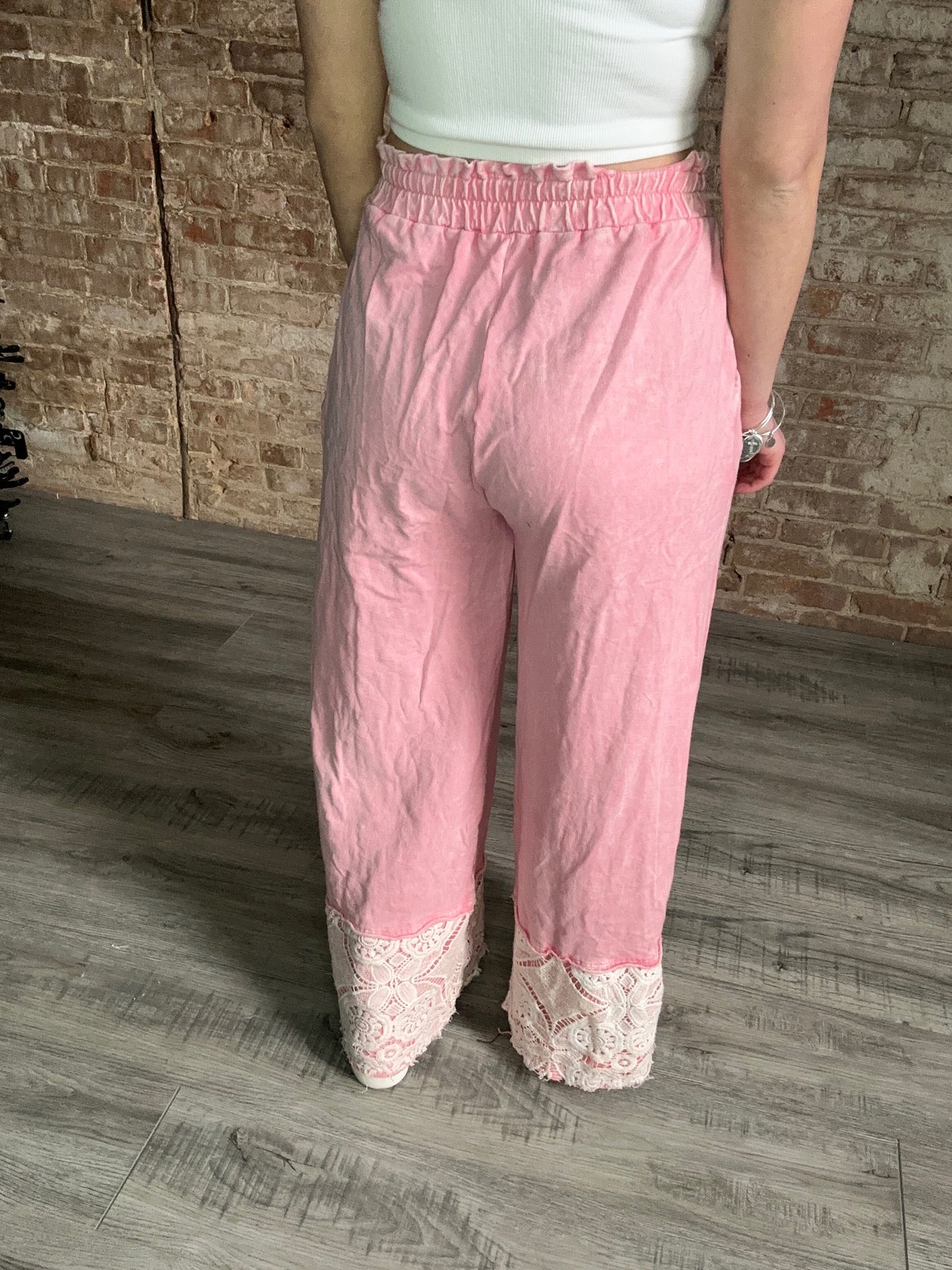 Crochet Trimmed Wide Leg Pants