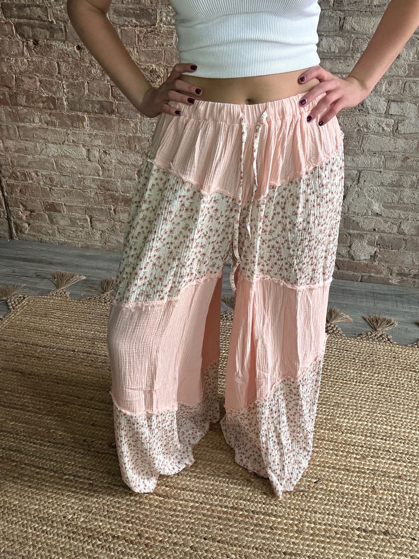Comfy Floral Flowy Pink Pants