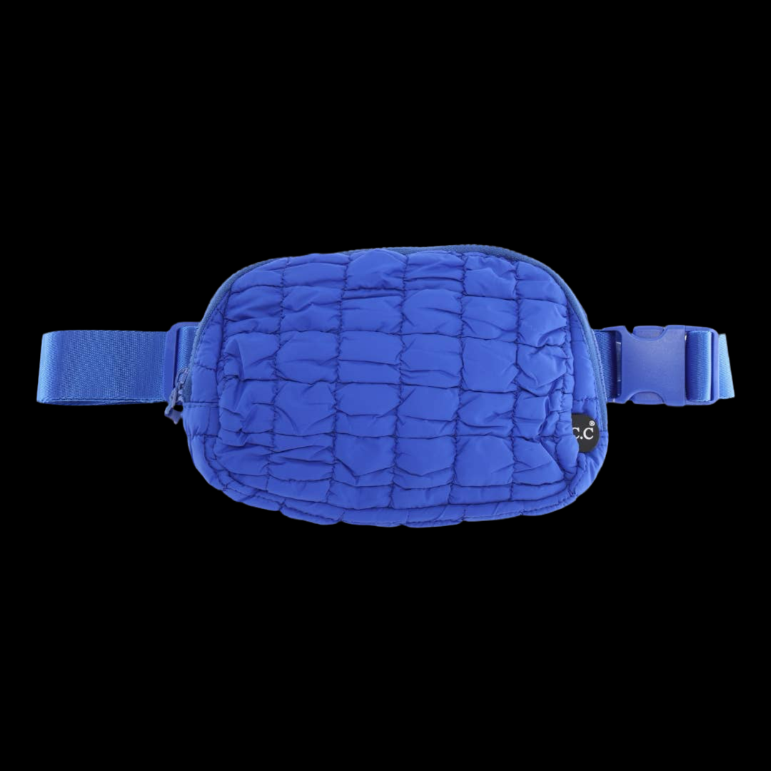 Quilted Puffer Belt Bag ~ Cobalt Blue