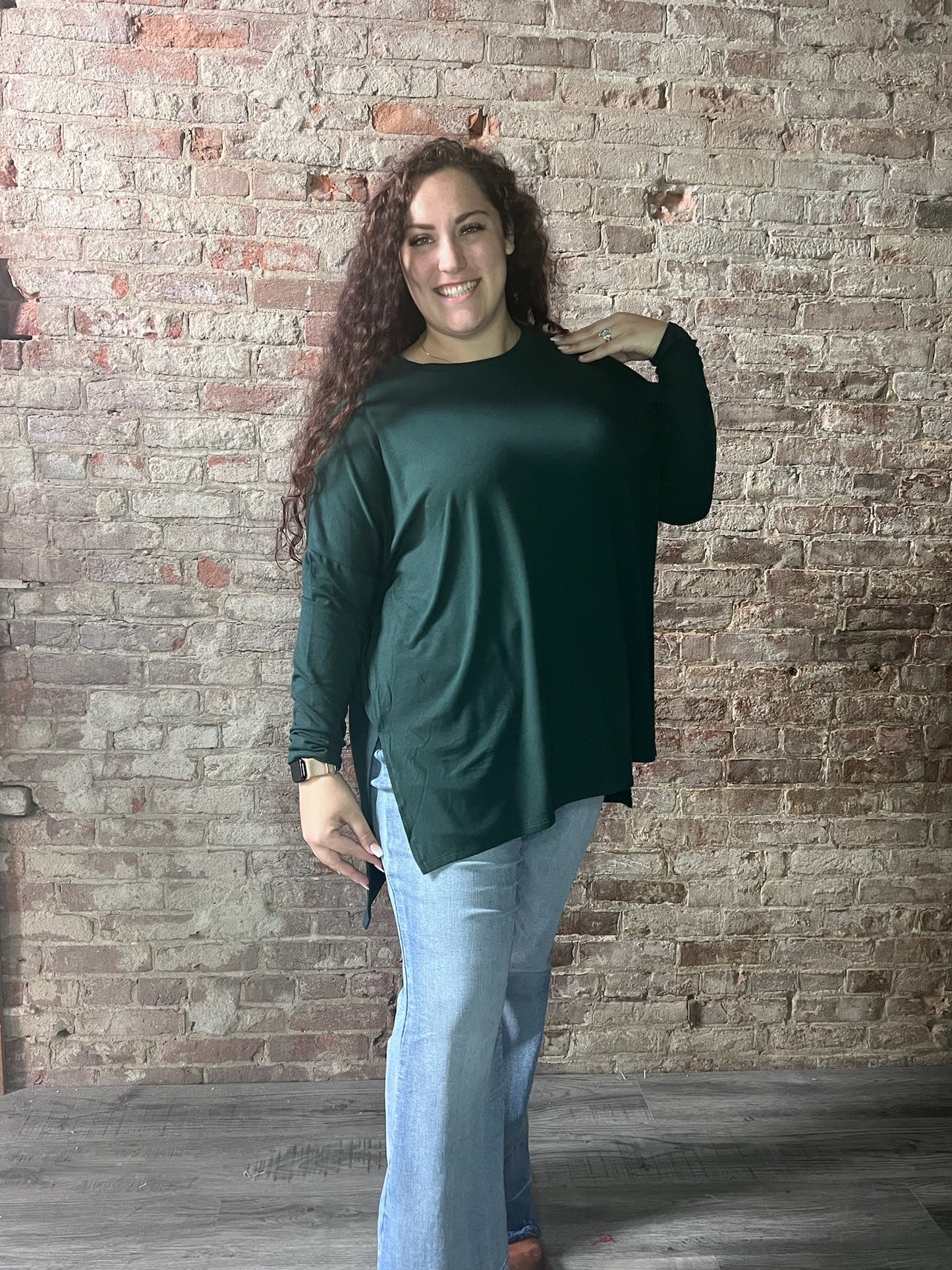 Curvy,Sweet and Simple Essential Dolman Sleeve Shirt ~ Green