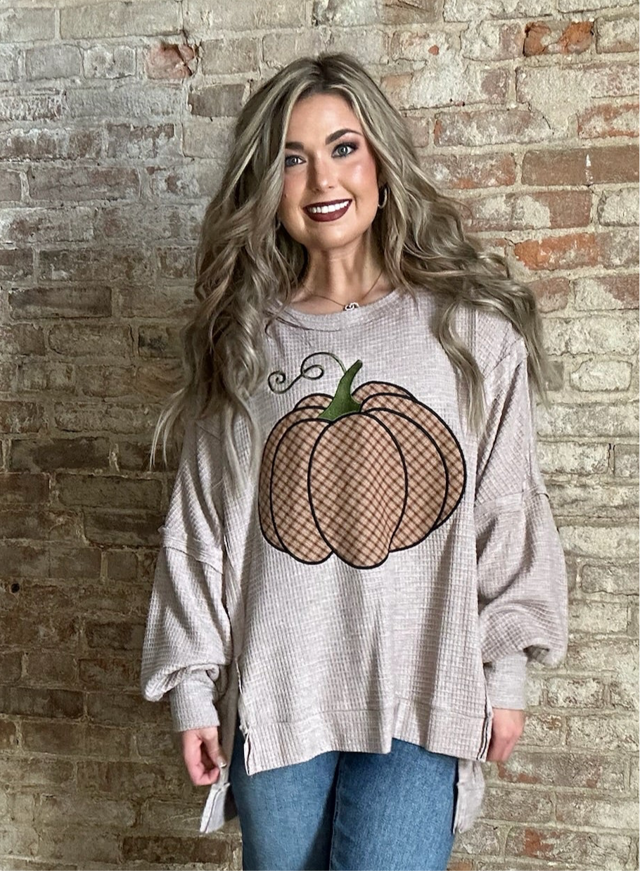 Fall Pumpkin Sweatshirt ~ Heather Mocha
