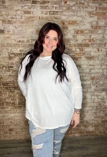 Curvy,Sweet and Simple Essential Dolman Sleeve Shirt ~ Ivory