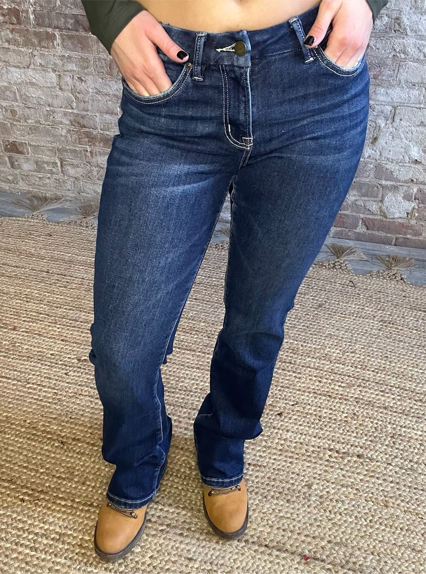 Mid Rise Boot Cut Jeans