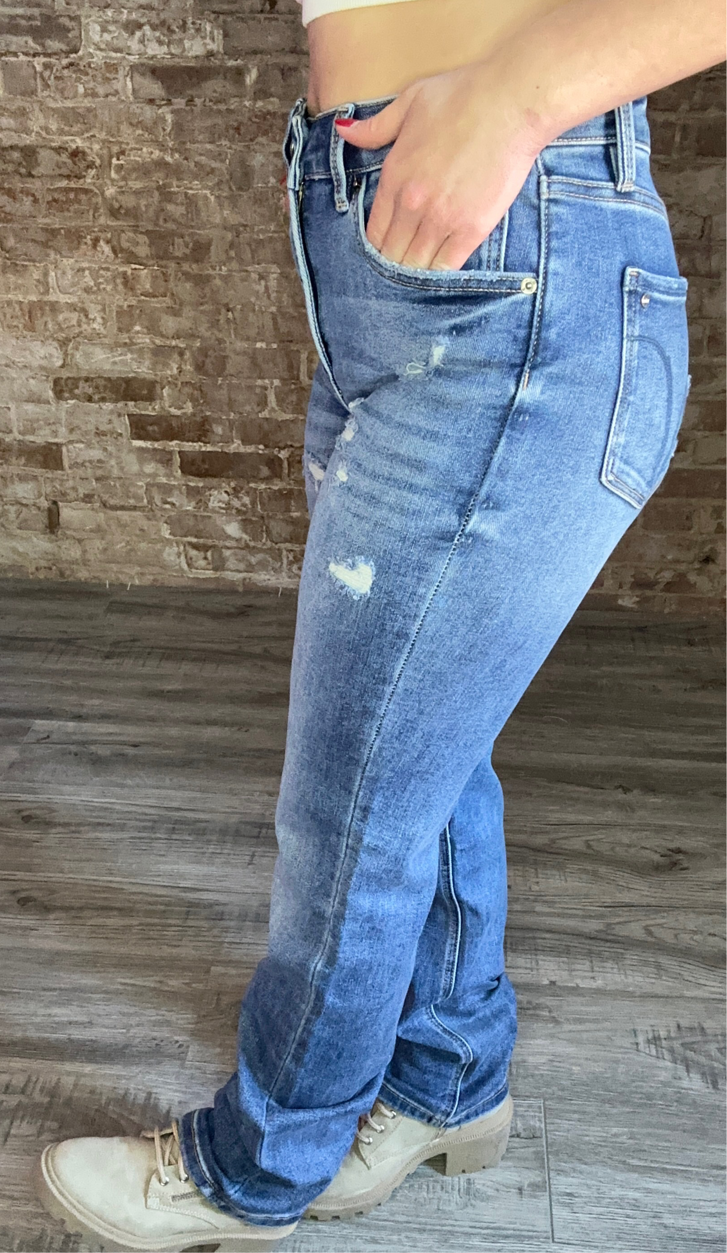 High Rise Slim Straight Leg Jeans