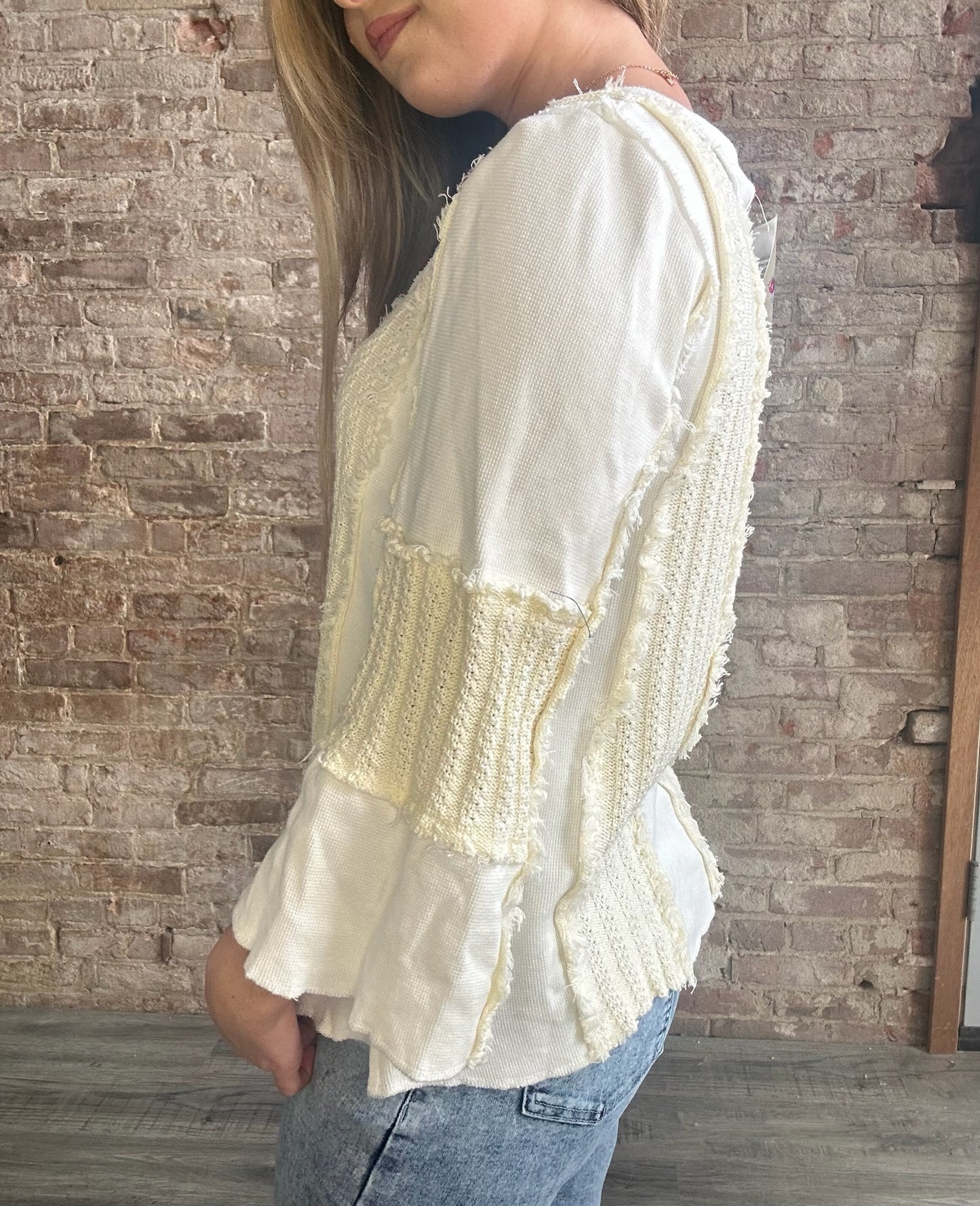 Soft Multi Textured Button Down Waffle Knit