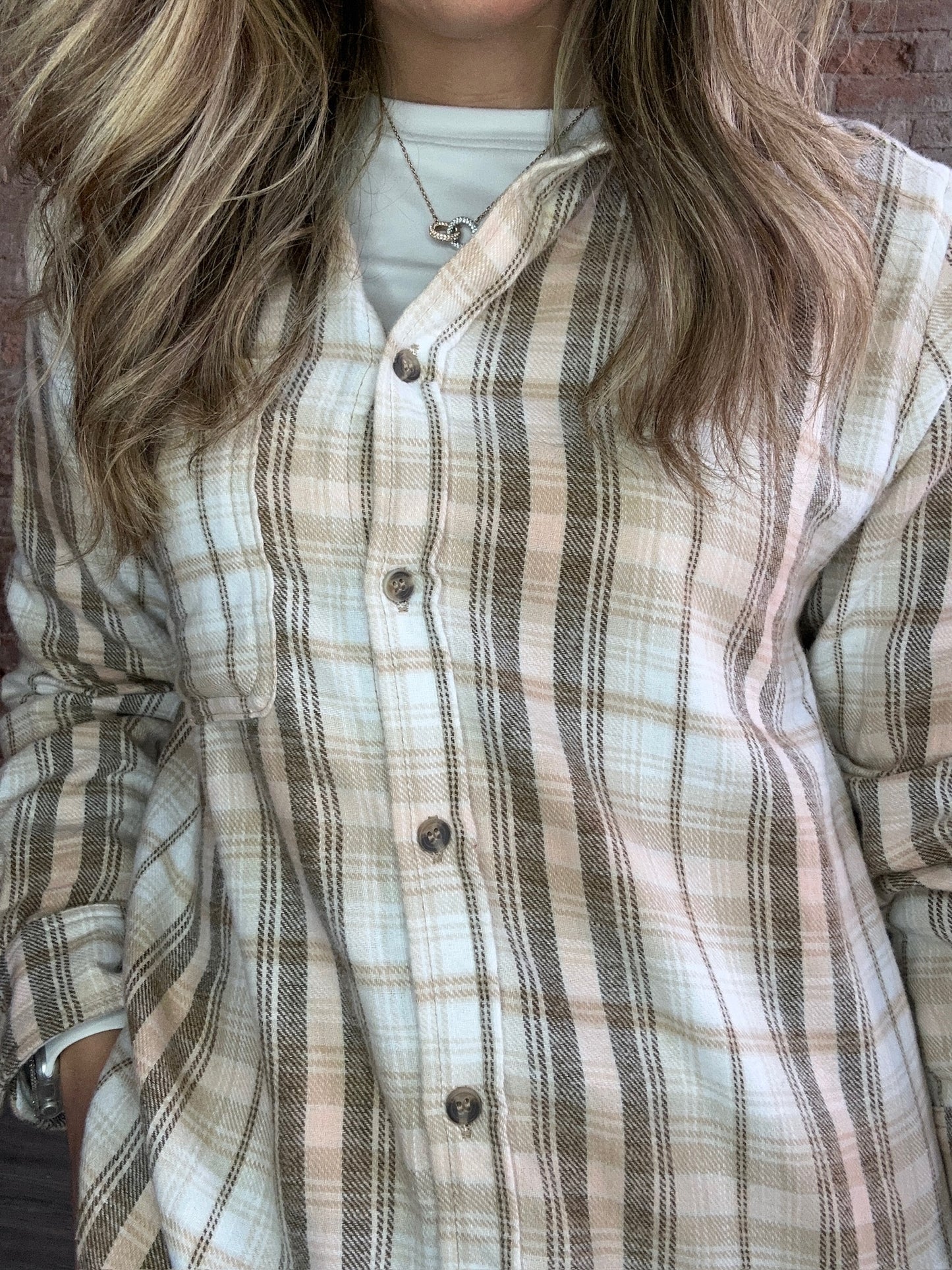 Plaid Flannel Button Down ~ Mocha