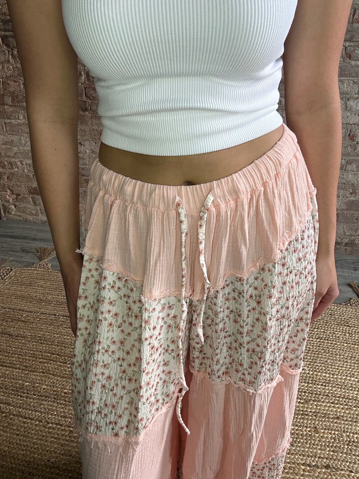 Comfy Floral Flowy Pink Pants