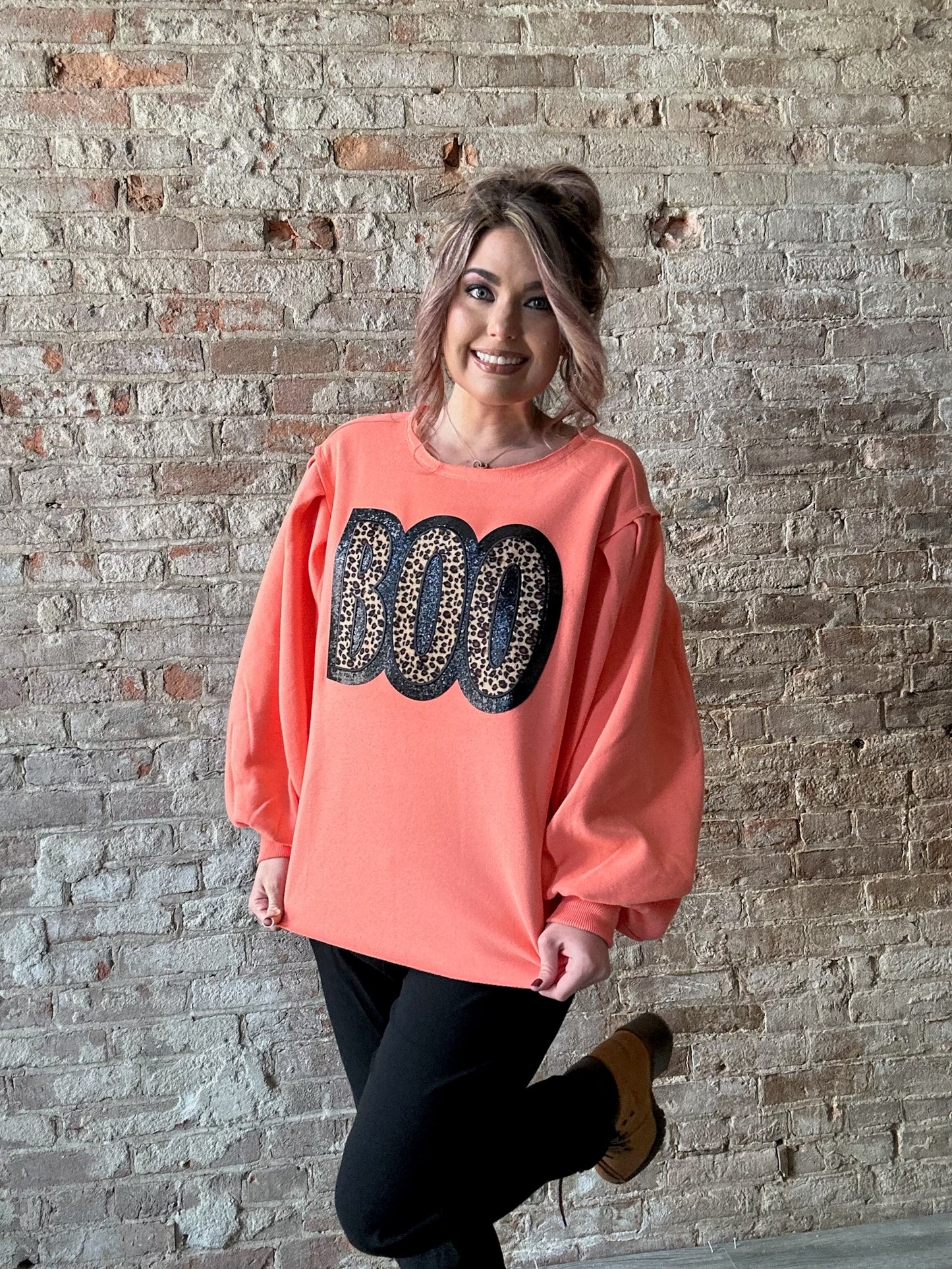 BOO Sweatshirt with Puffed Sleeve
