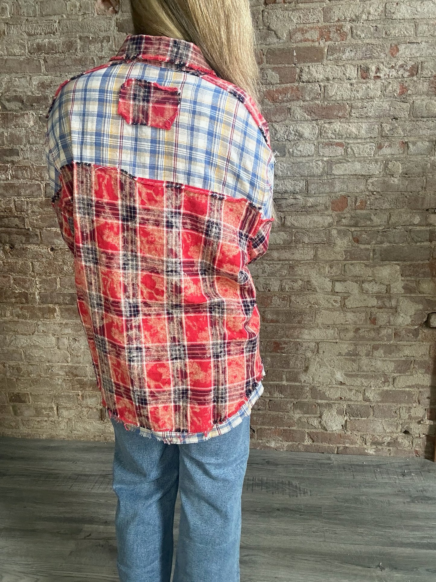 Red Multi Colored Plaid Shirt