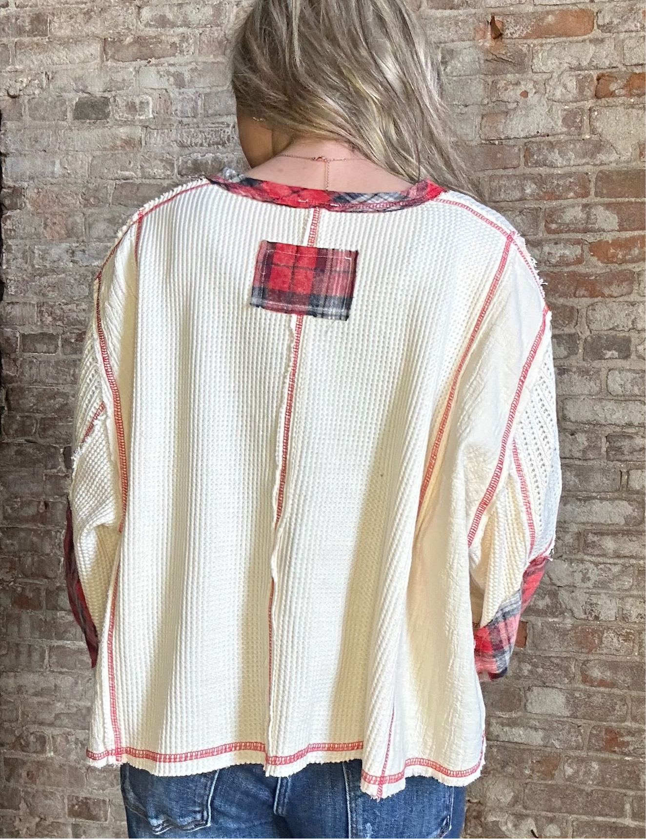 American Flag Thermal Shirt ~ Red