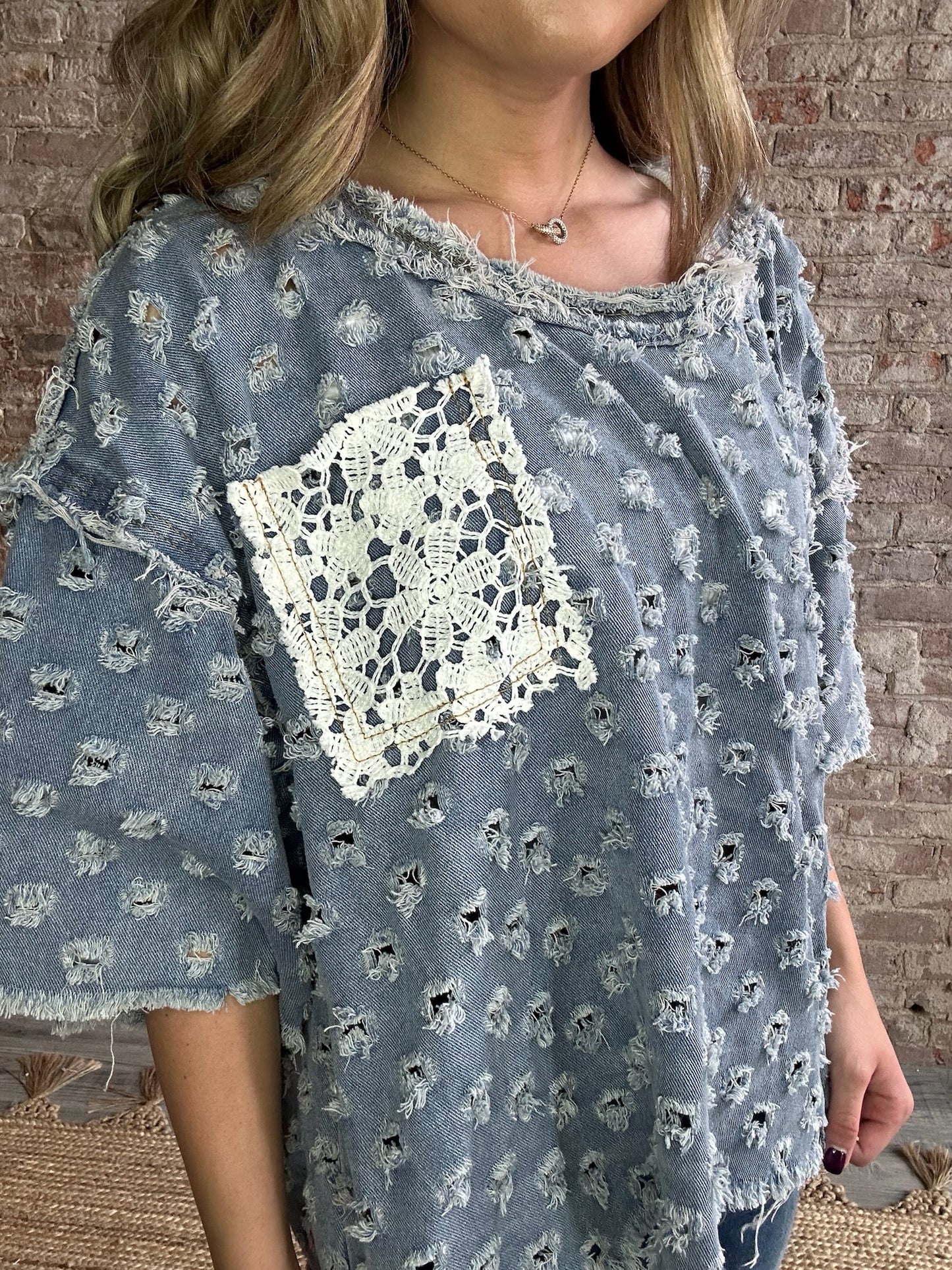 Denim Laser Cut Shirt